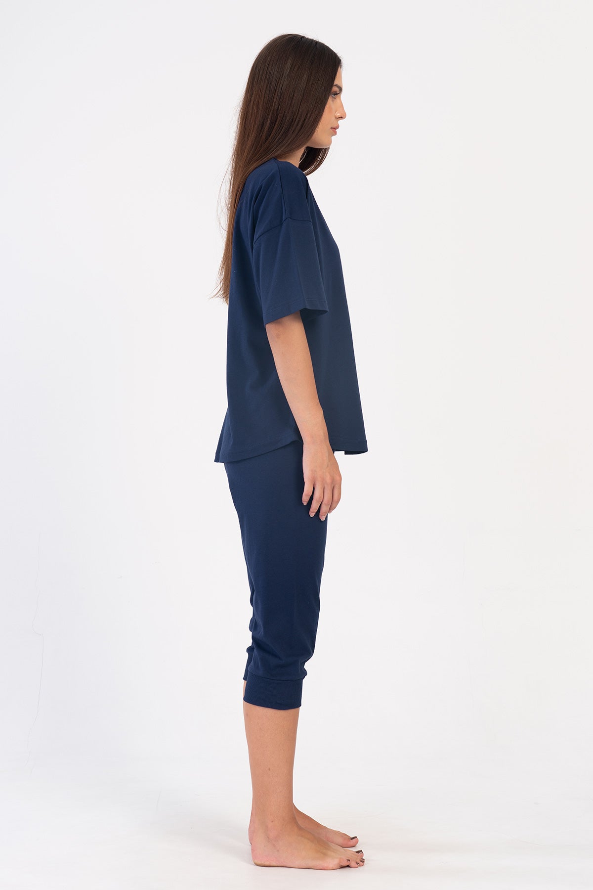 KADIN P.SUPREM O YAKA DUSUK OMUZLU KISA KOL ETEGI OVAL MANSETLI KAPRI TAKIM