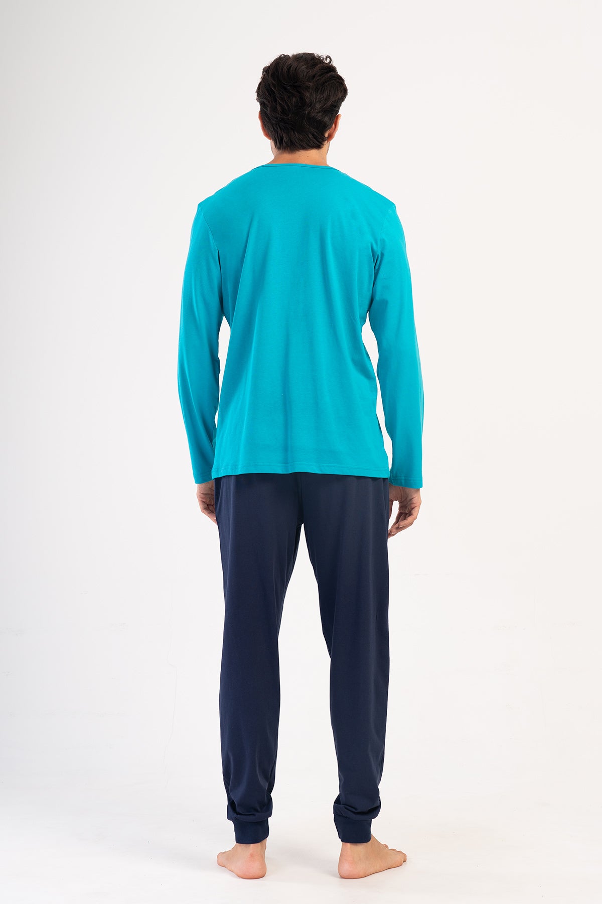 CEPLI ERKEK P.SUPREM O YAKA UZUN KOL MANSETLI PIJAMA TAKIM