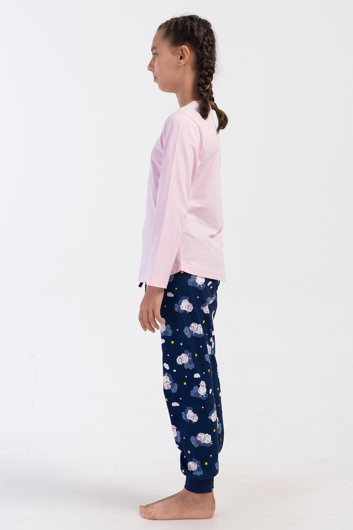 KIZ COCUK P.SUPREM O YAKA UZUN KOL ETEGI OVAL MANSETLI PIJAMA TAKIM(3-4/7-8)