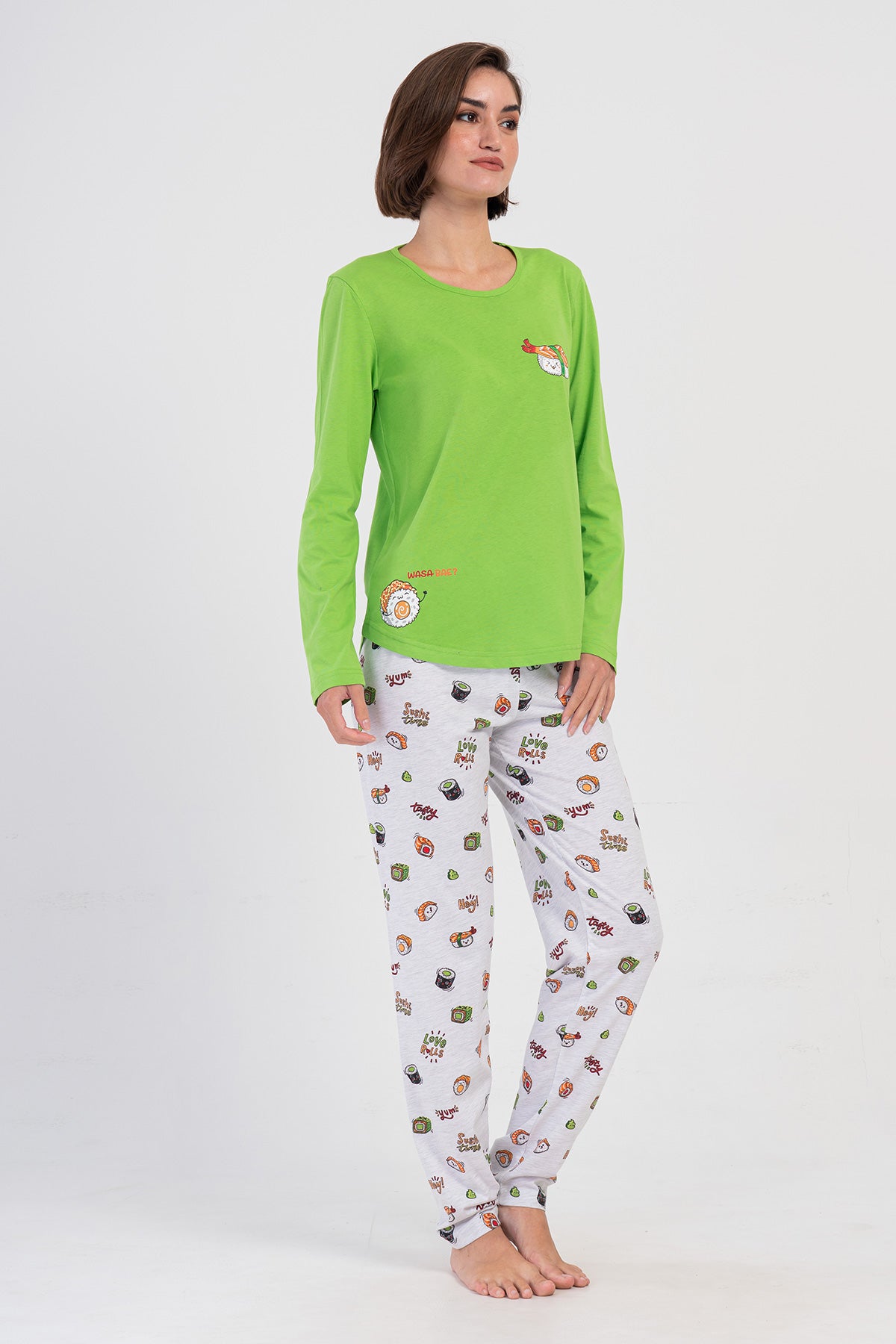 KADIN P.SUPREM O YAKA UZUN KOL ETEGI OVAL PIJAMA TAKIM