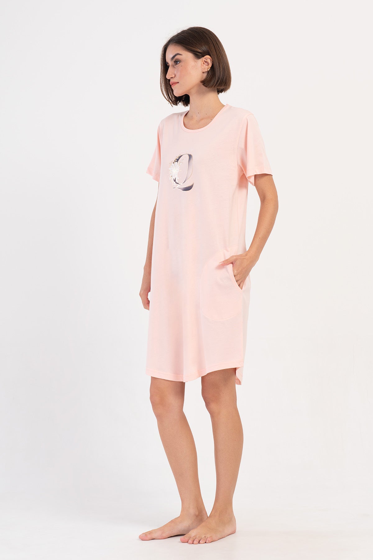 KADIN P.SUPREM XXL O YAKA KISA KOL ETEGI OVAL CEPLI TUNIK