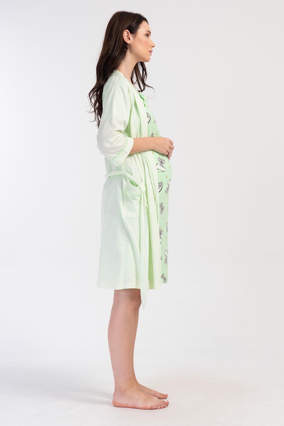 KADIN P.SUPREM CIFT PATLI KISA KOL HAMILE TUNIK+3/4KOL CEPLI SABAHLIK TAKIM