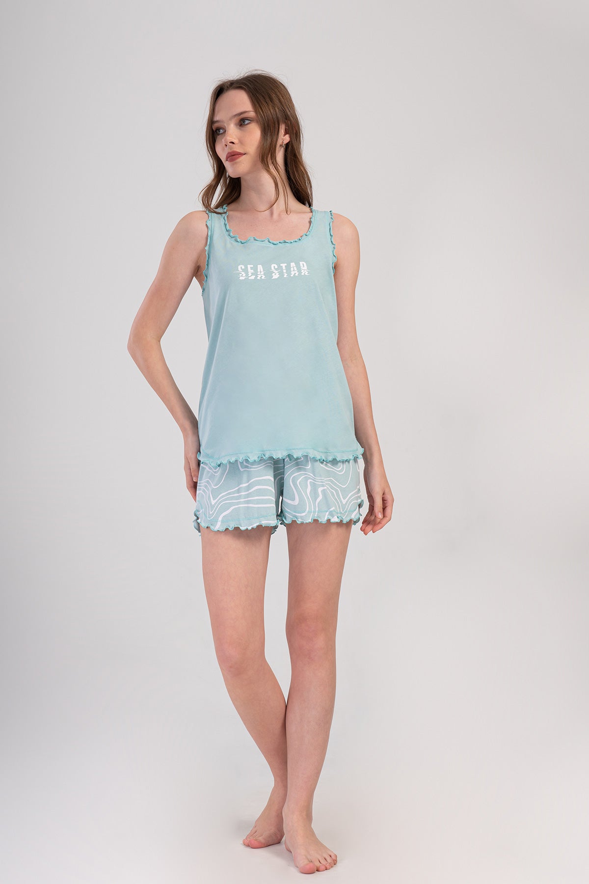 Woman Supreme Big Size Sea Star Sleeveless Short Set