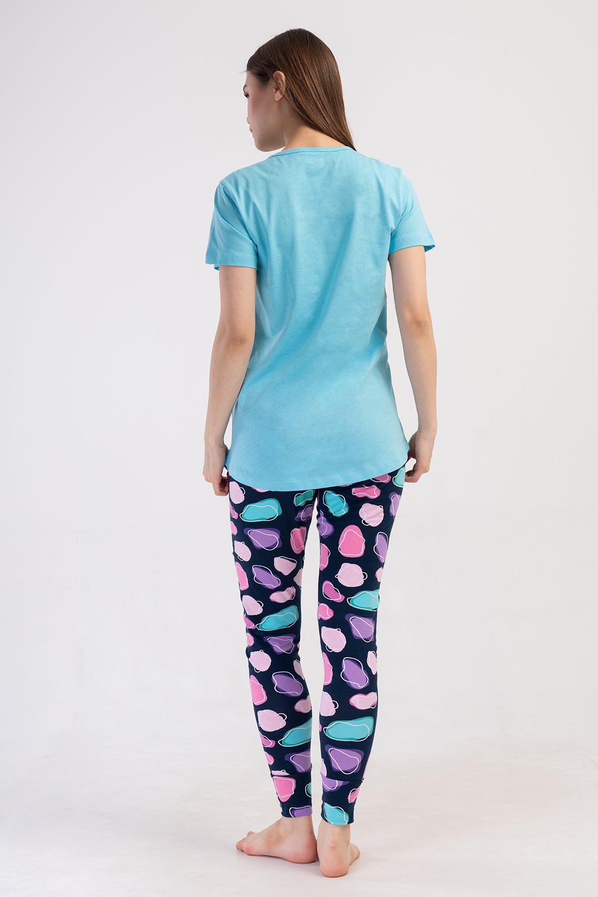 KADIN LYC SUPREM O YAKA KISA KOL BLUZU UZUN ETEGI OVAL MANSETLI TAYT PIJAMA TAKIM