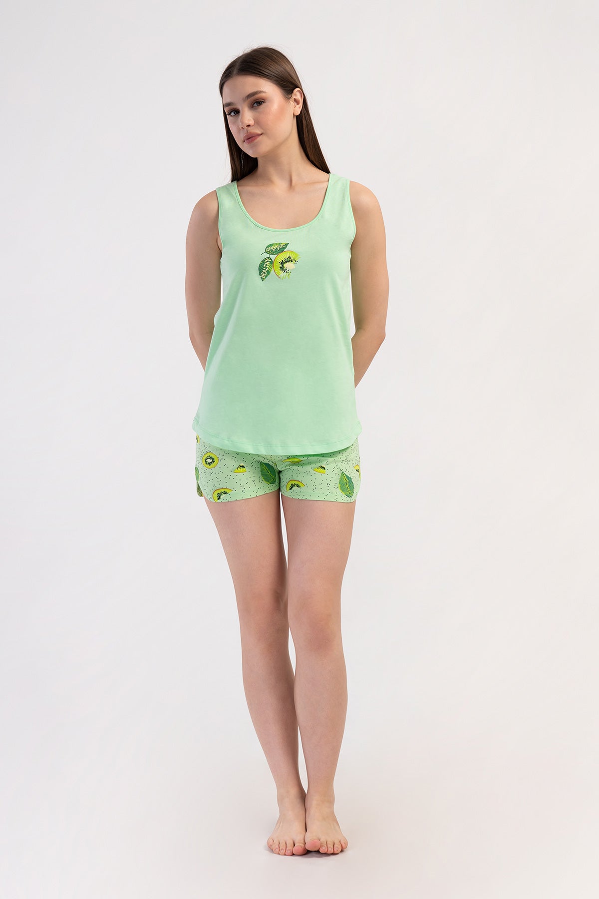 Woman Lycra Supreme Fruit Thick Strap Short Set