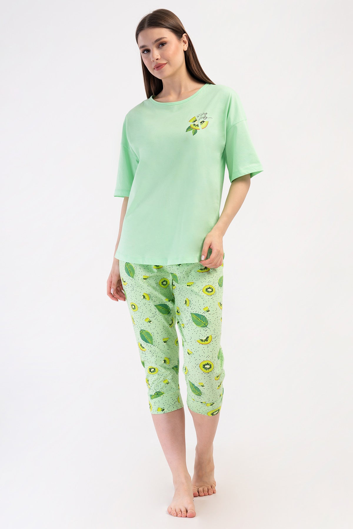 Woman Lycra Supreme Big Size Fruit Capri Set