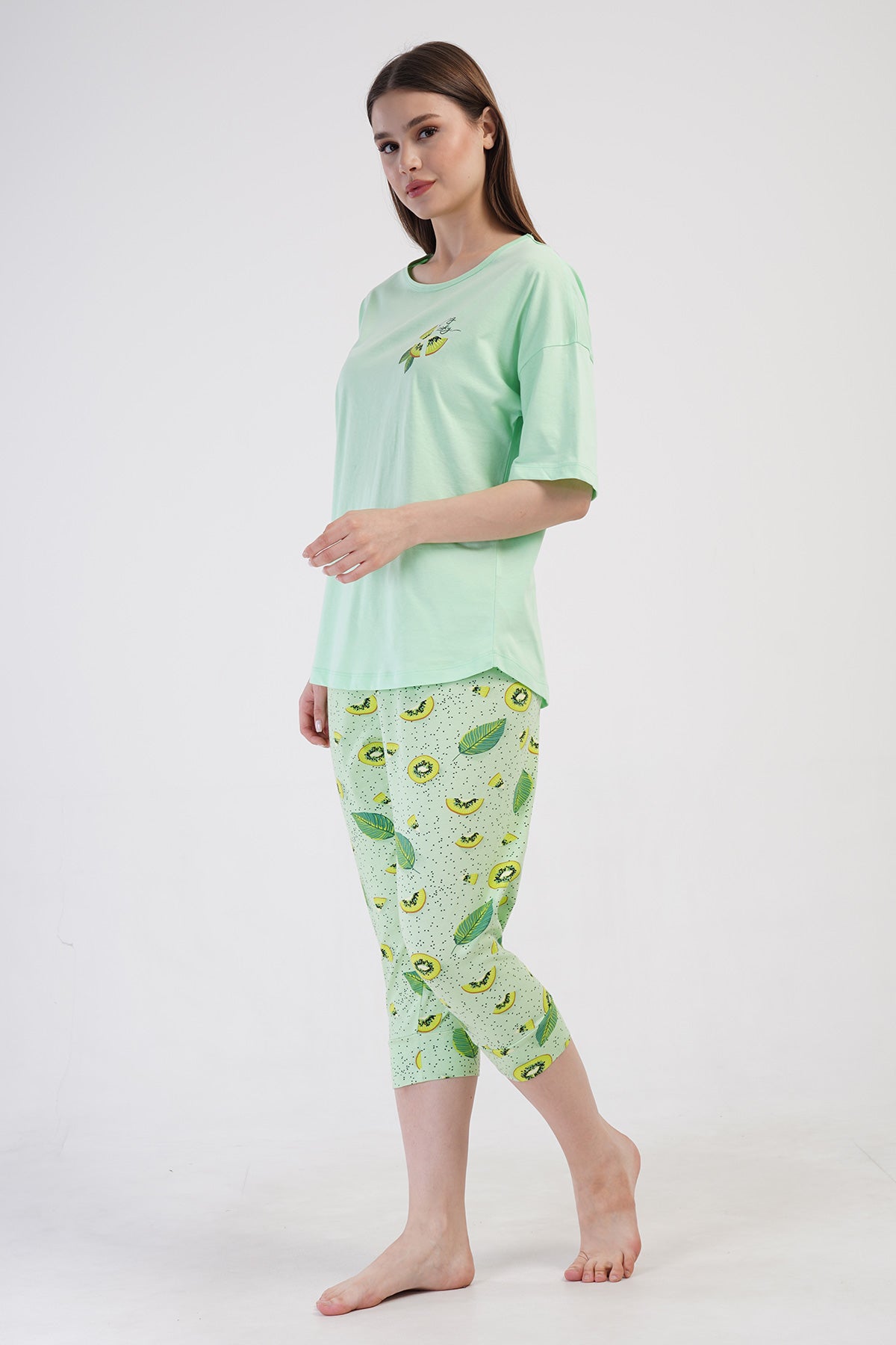 Woman Lycra Supreme Big Size Fruit Capri Set