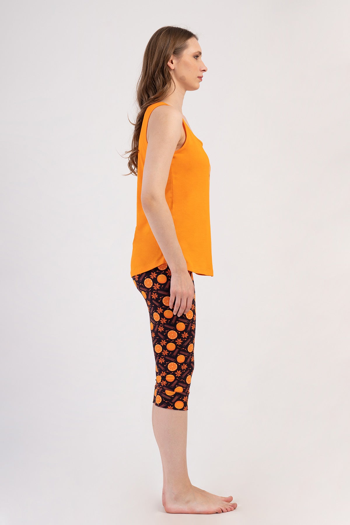 Woman Lycra Supreme Orangey Capri Set