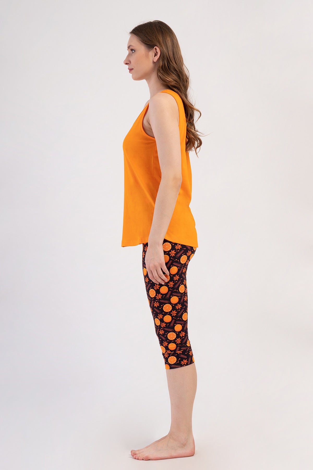 Woman Lycra Supreme Orangey Capri Set