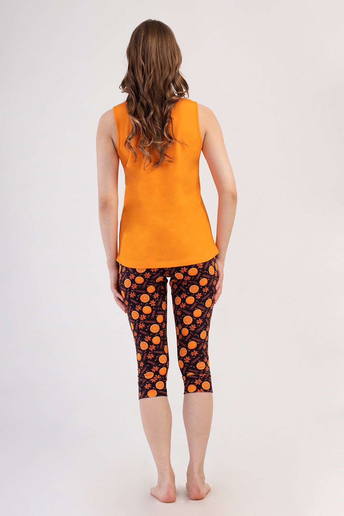 Woman Lycra Supreme Orangey Capri Set