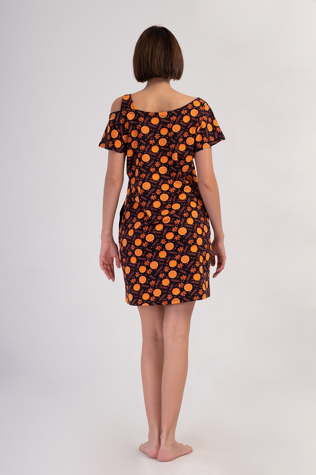 Woman Lycra Supreme Wide Collar Orangey Tunic