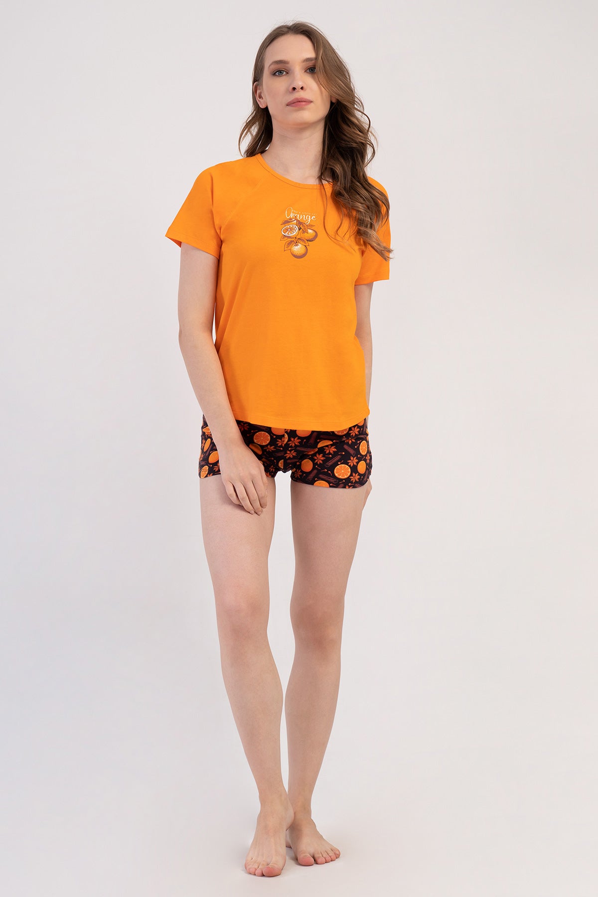 Woman Lycra Supreme Orangey Short Set