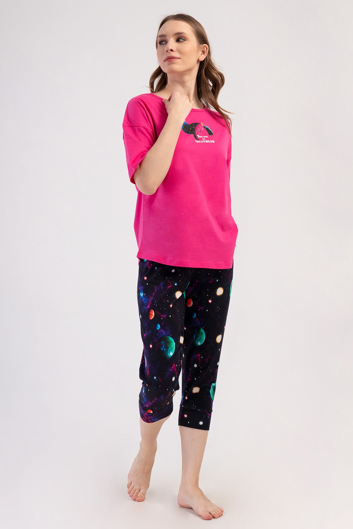 Woman Lycra Supreme Big Size Galaxy Capri Set