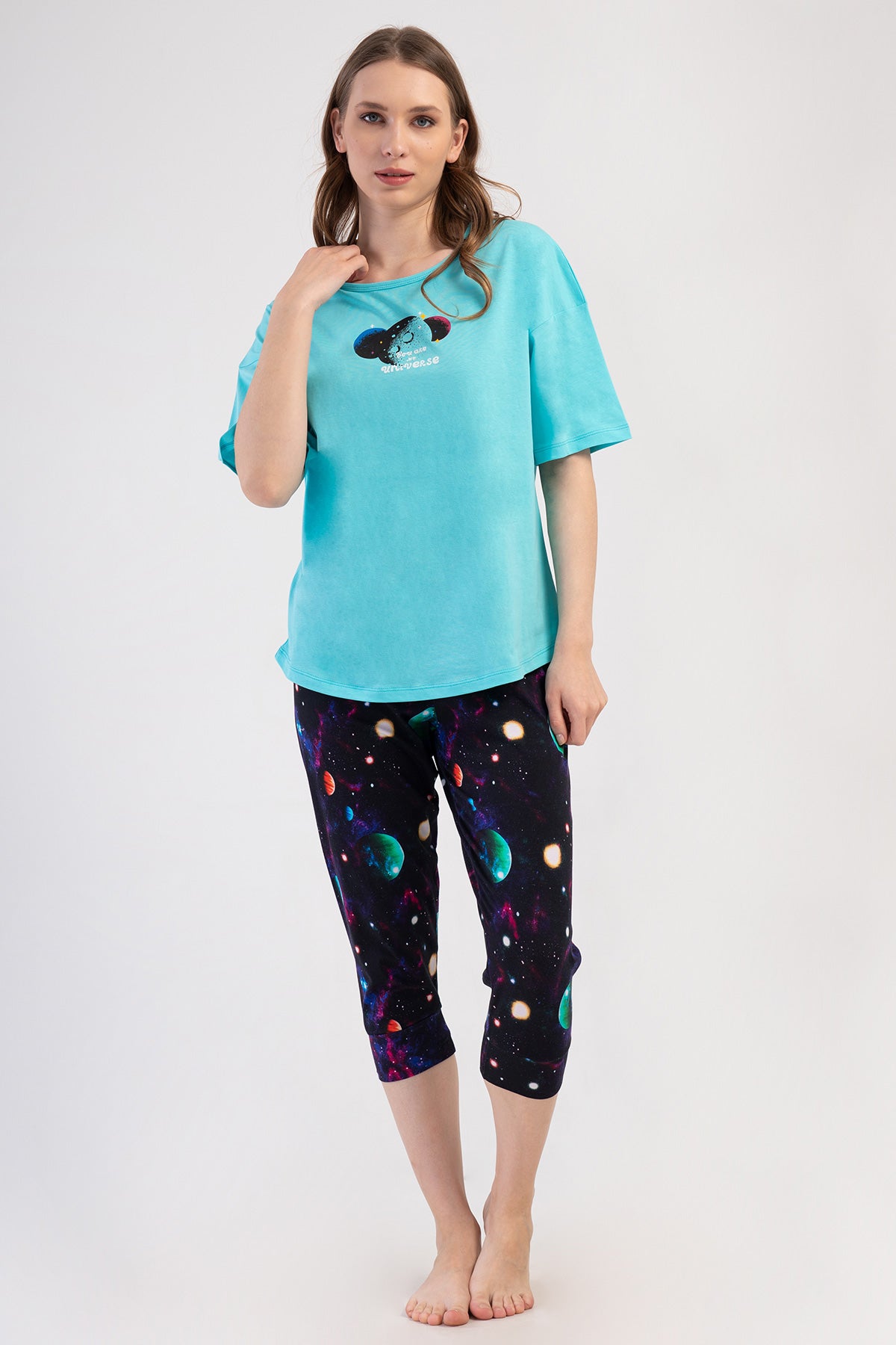 Woman Lycra Supreme Big Size Galaxy Capri Set