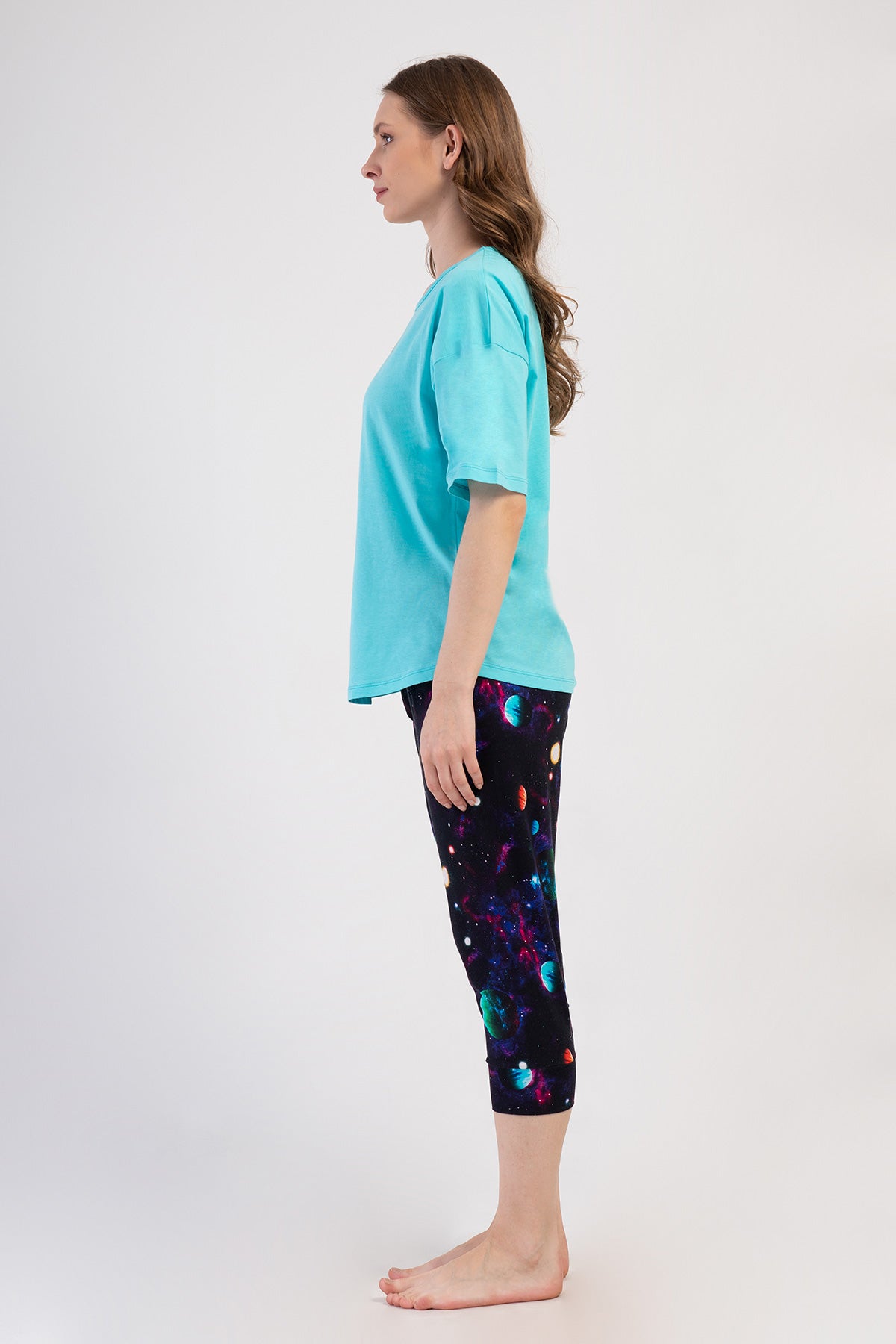 Woman Lycra Supreme Big Size Galaxy Capri Set