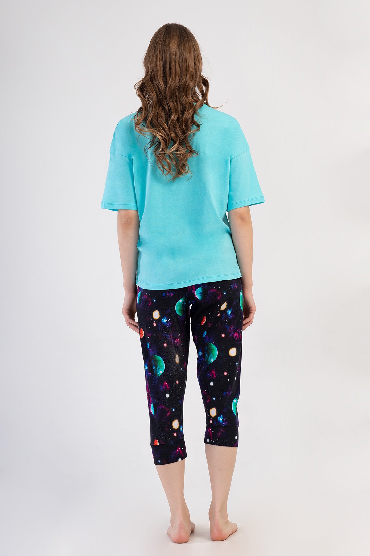 Woman Lycra Supreme Big Size Galaxy Capri Set