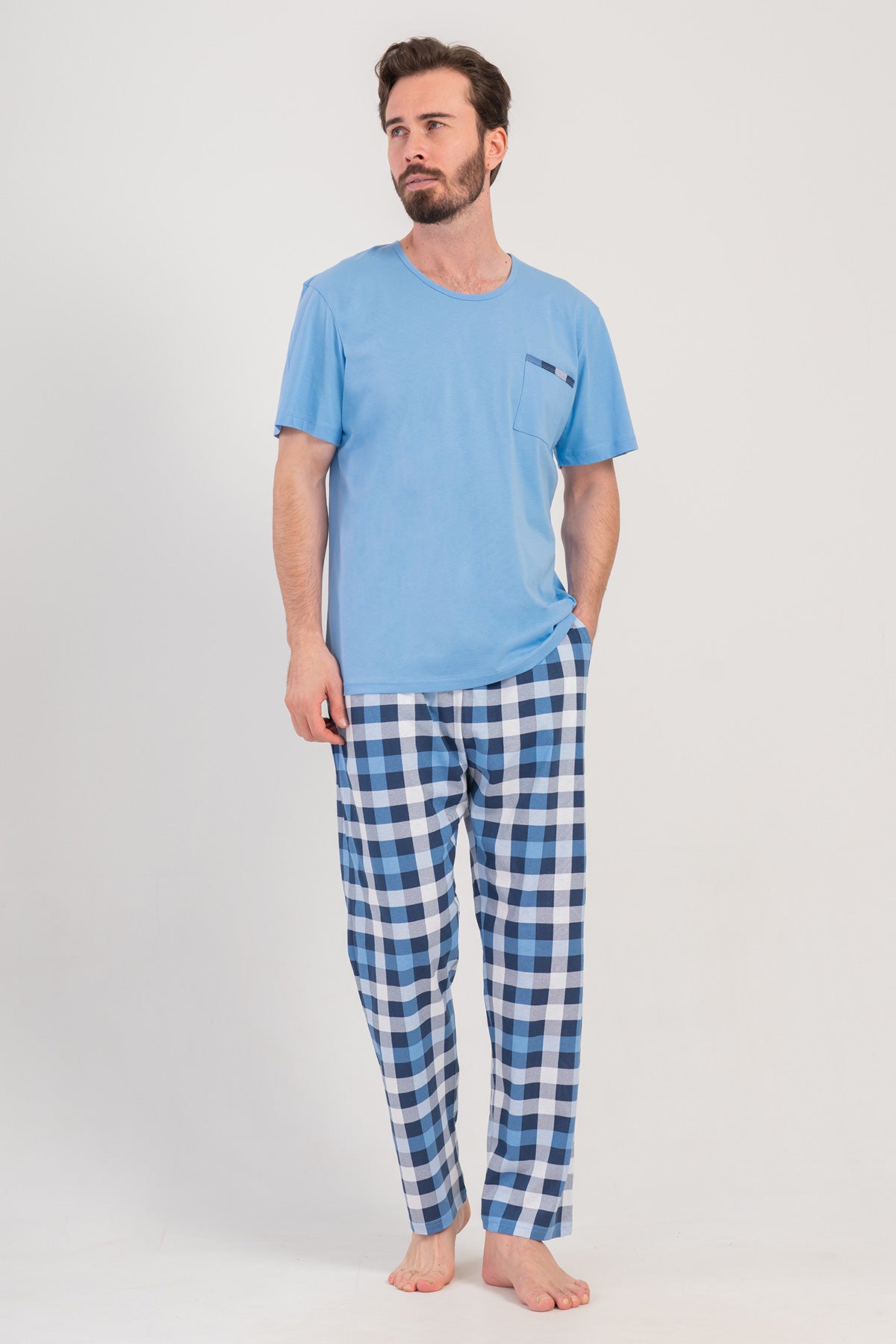 Man Supreme Blue Plaid Pyjama Set