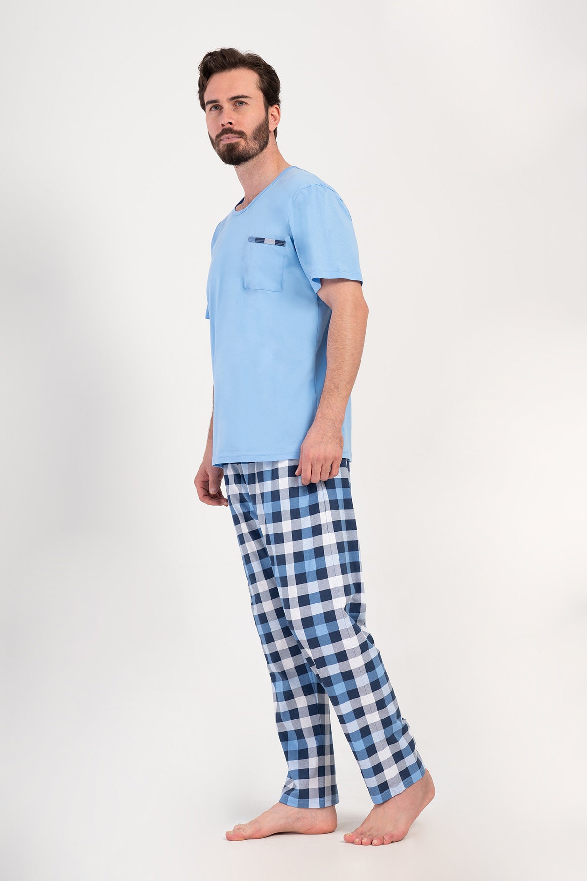 Man Supreme Blue Plaid Pyjama Set