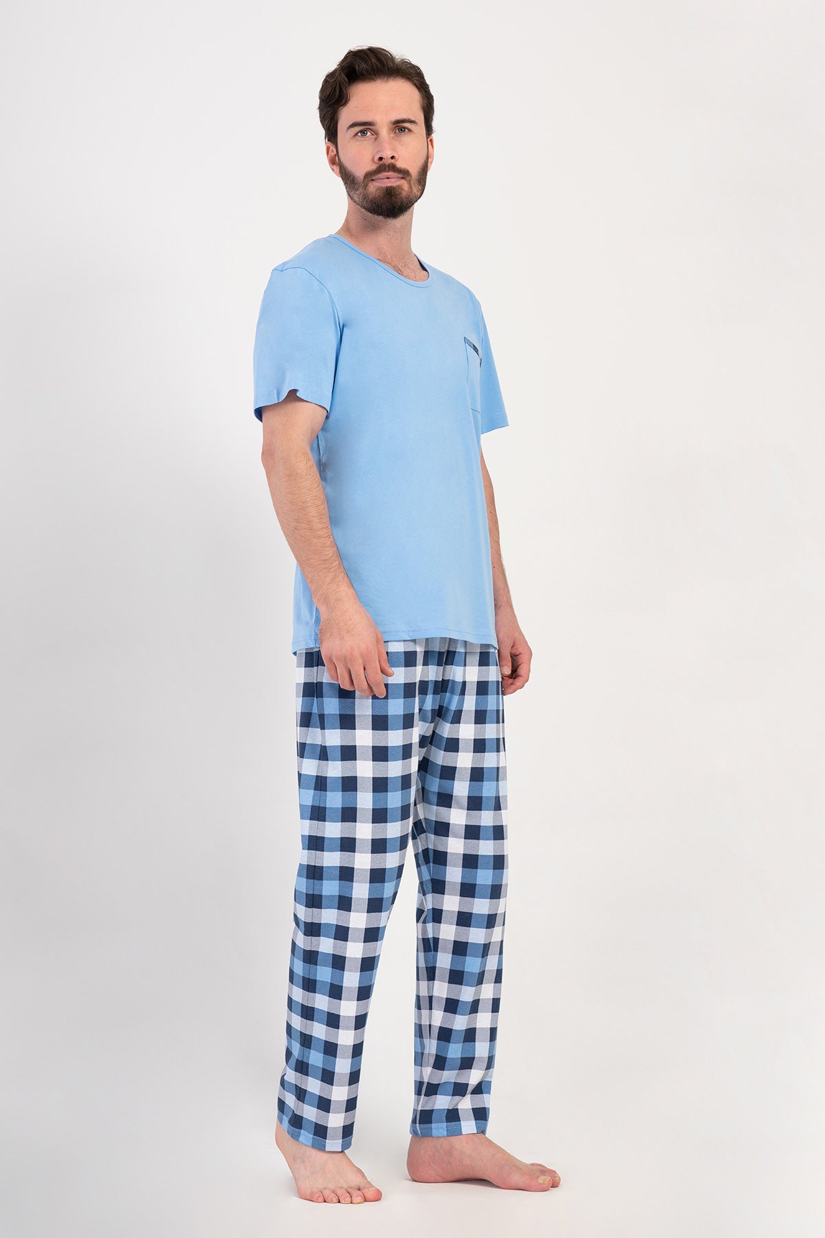 Man Supreme Blue Plaid Pyjama Set