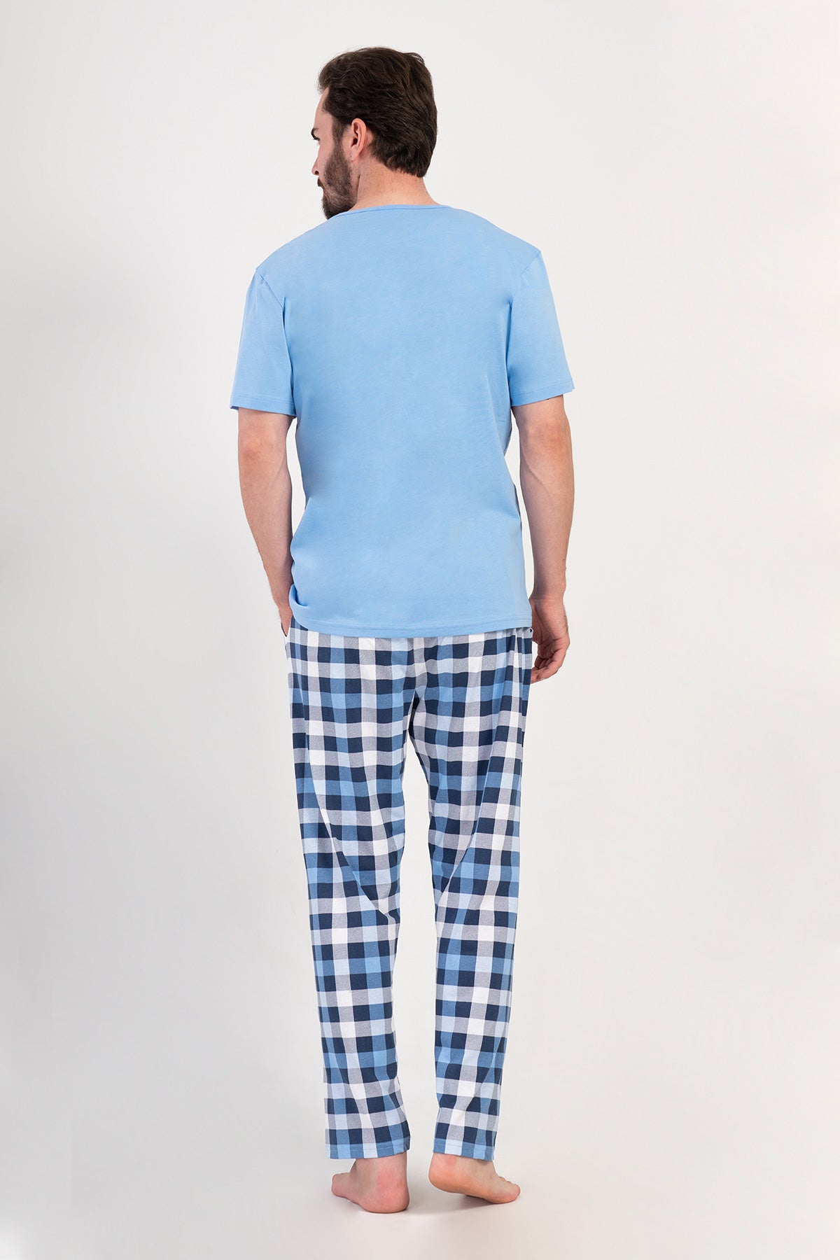 Man Supreme Blue Plaid Pyjama Set