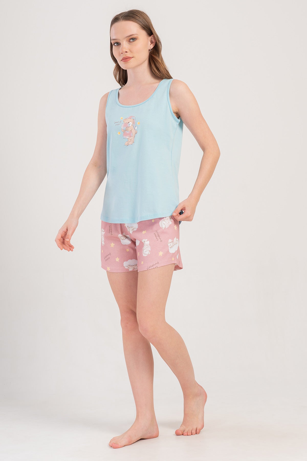 Woman Supreme Melon Thick Strap Short Set