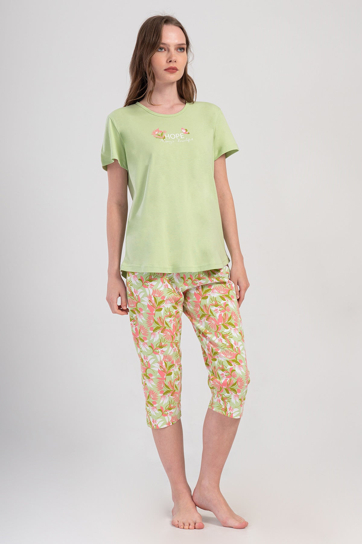 Woman Supreme Lase Short Sleeve Capri Set