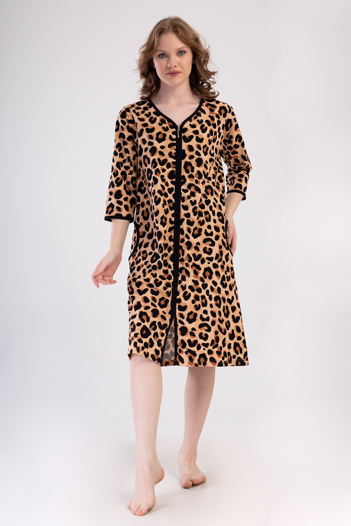 Woman Supreme Big Size Leopard Poor Sleeve Home Dress