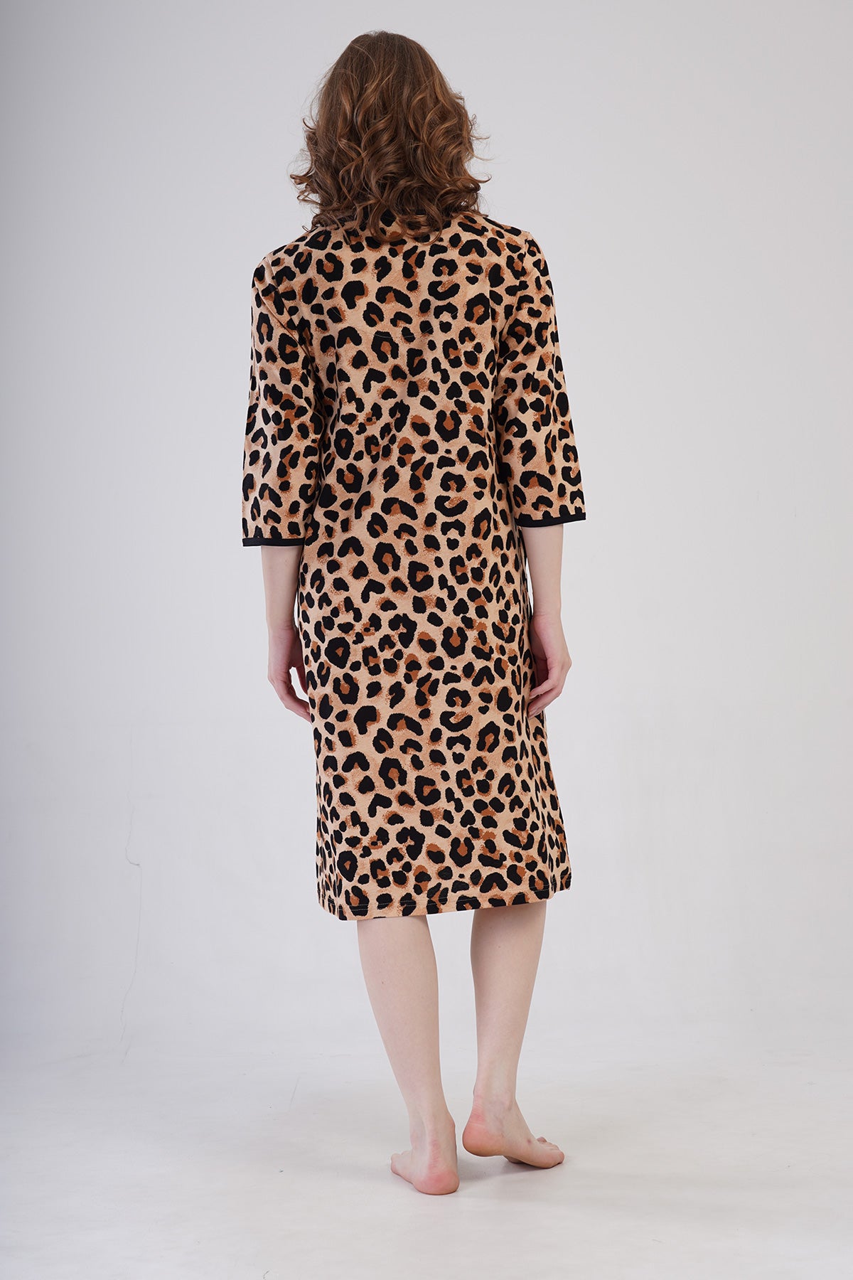 Woman Supreme Big Size Leopard Poor Sleeve Home Dress