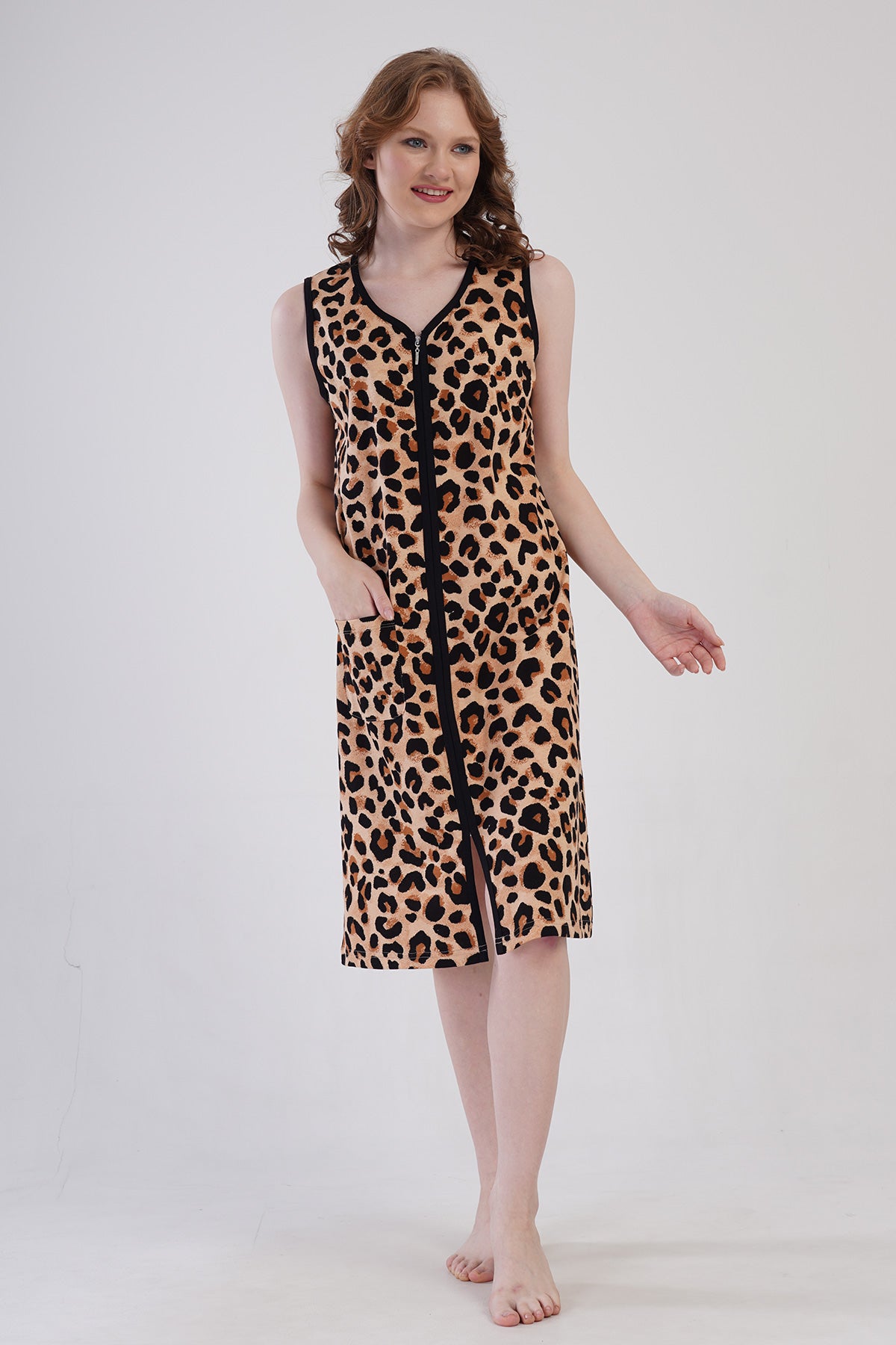 Woman Supreme Leopard Sleeveless Home Dress