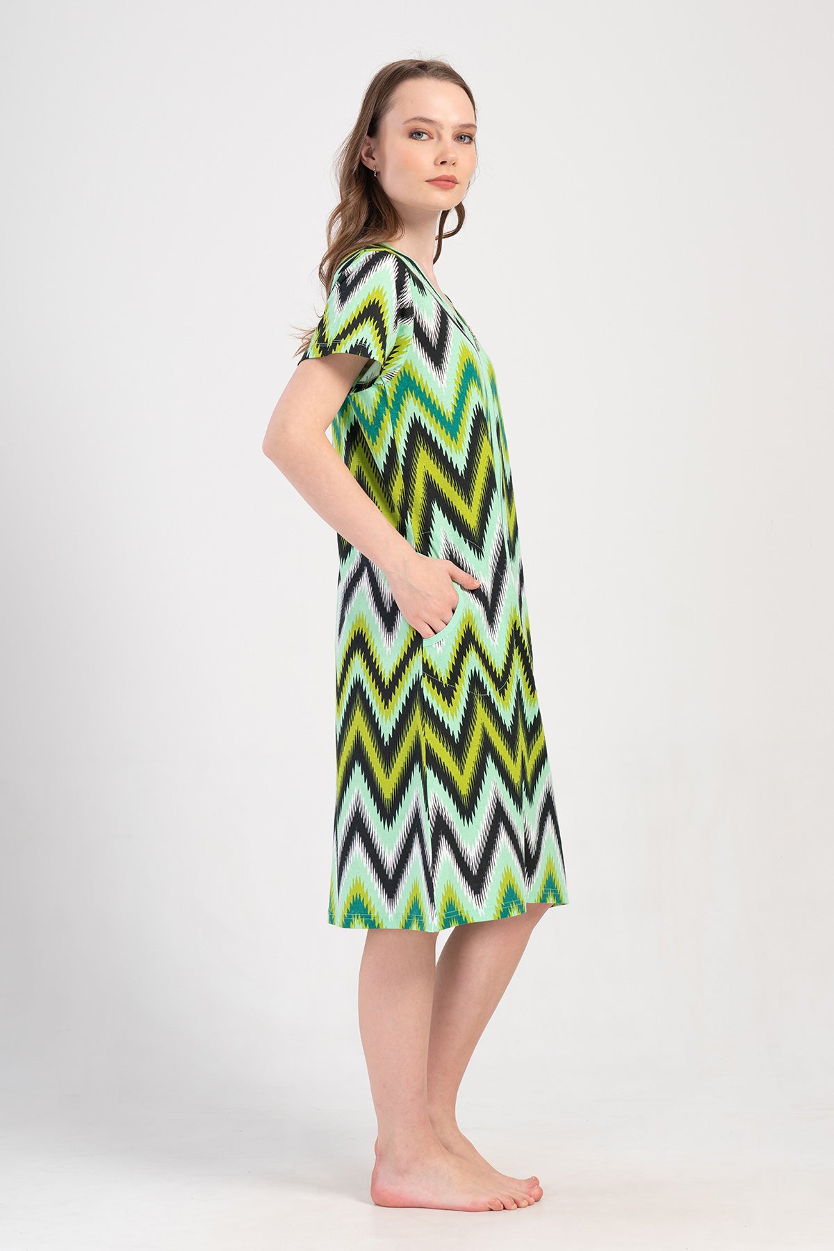 KADIN P.SUPREM KISA KOL FERMUARLI CEPLI EV ELBISESI