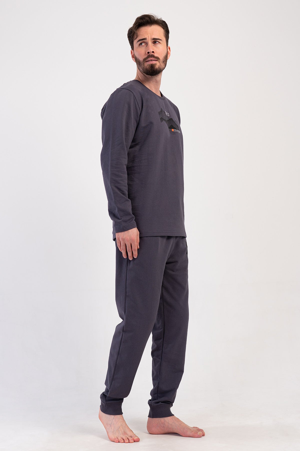 CEPLI ERKEK 2IPLIK O YAKA UZUN KOL MANSETLI PIJAMA TAKIM