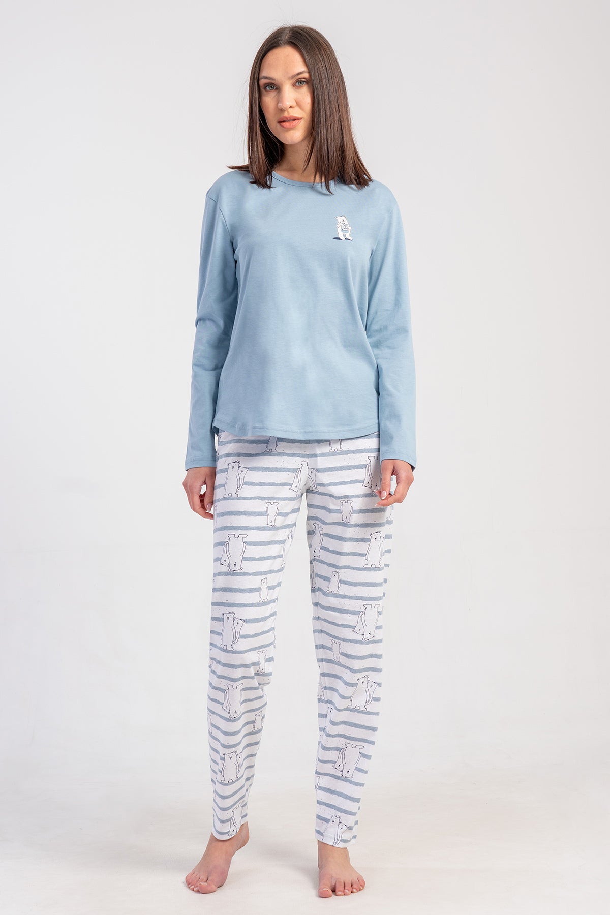 KADIN P.SUPREM O YAKA UZUN KOL ETEGI OVAL PIJAMA TAKIM