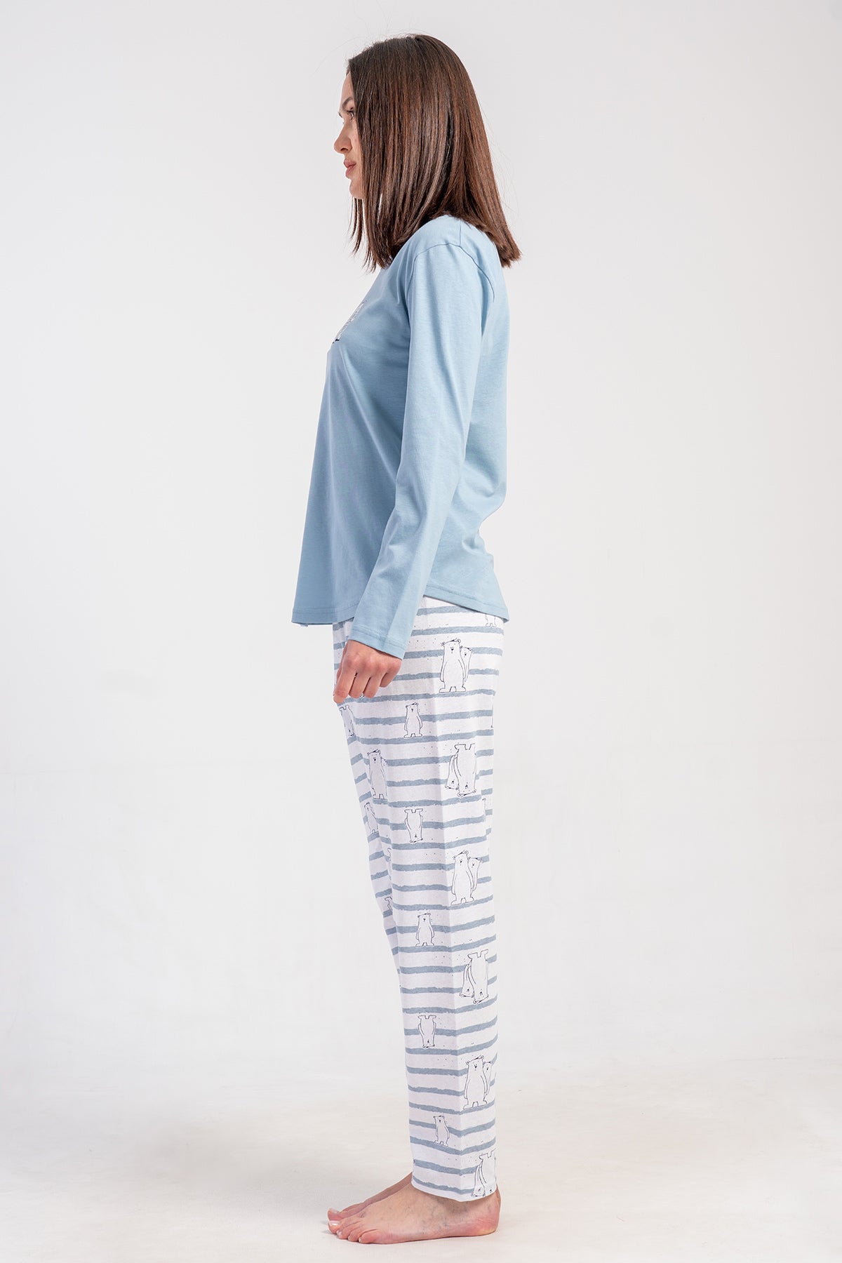KADIN P.SUPREM O YAKA UZUN KOL ETEGI OVAL PIJAMA TAKIM