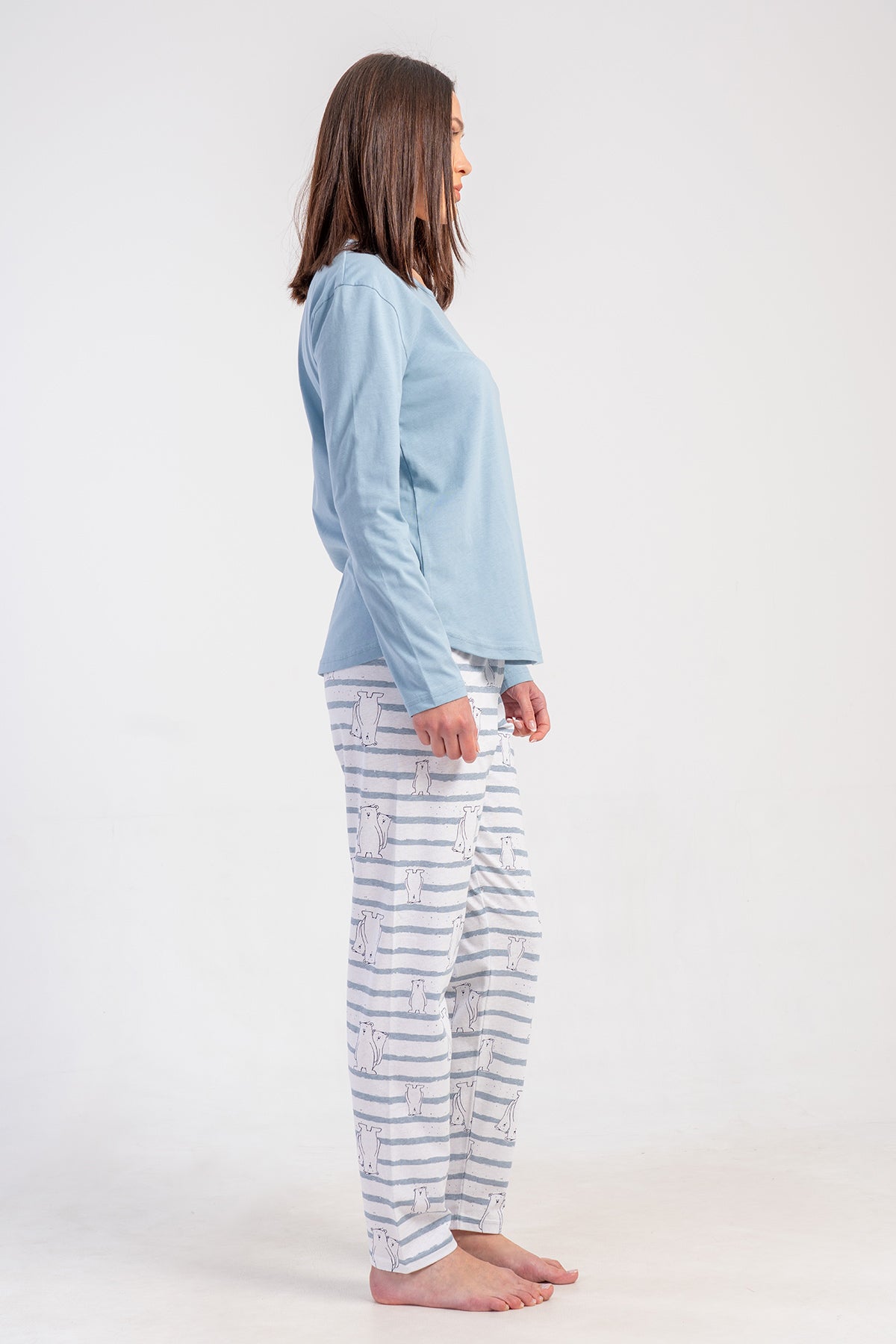 KADIN P.SUPREM O YAKA UZUN KOL ETEGI OVAL PIJAMA TAKIM