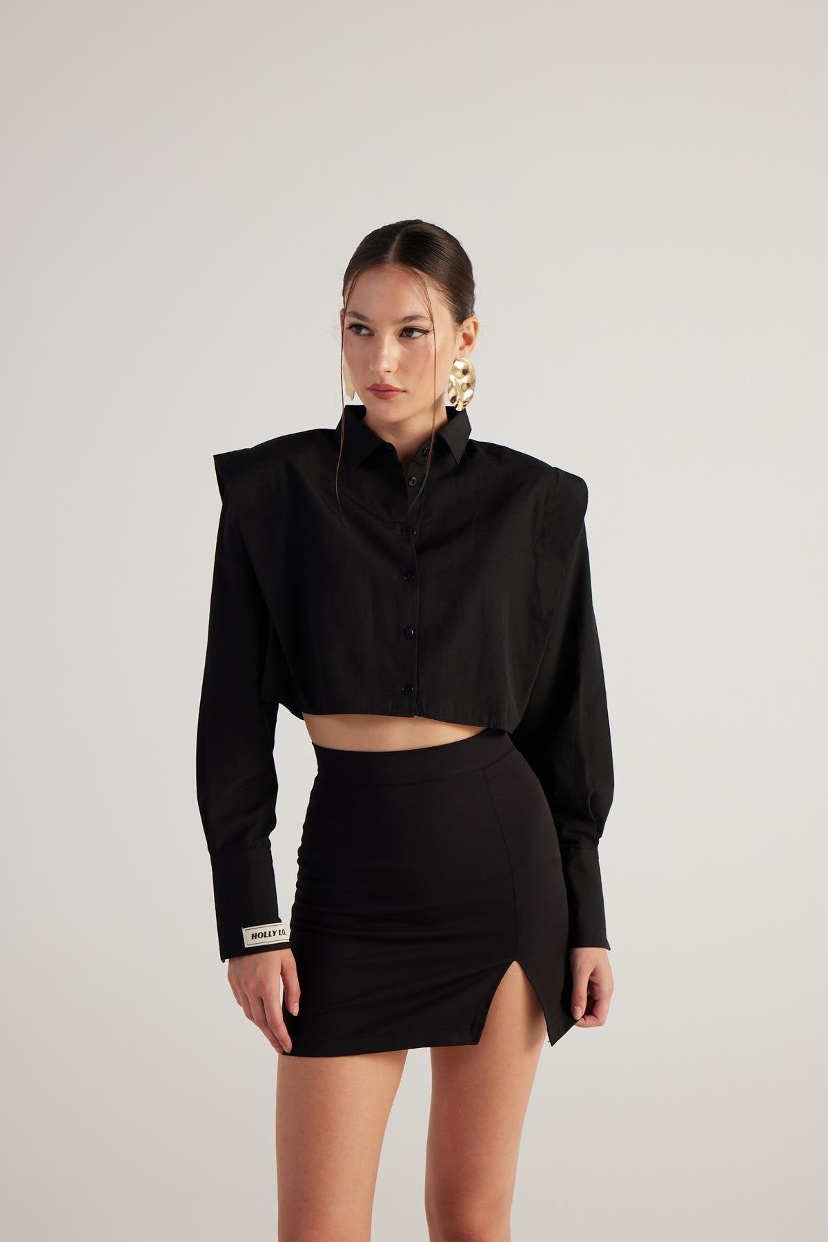 Tria Crop Gömlek Siyah