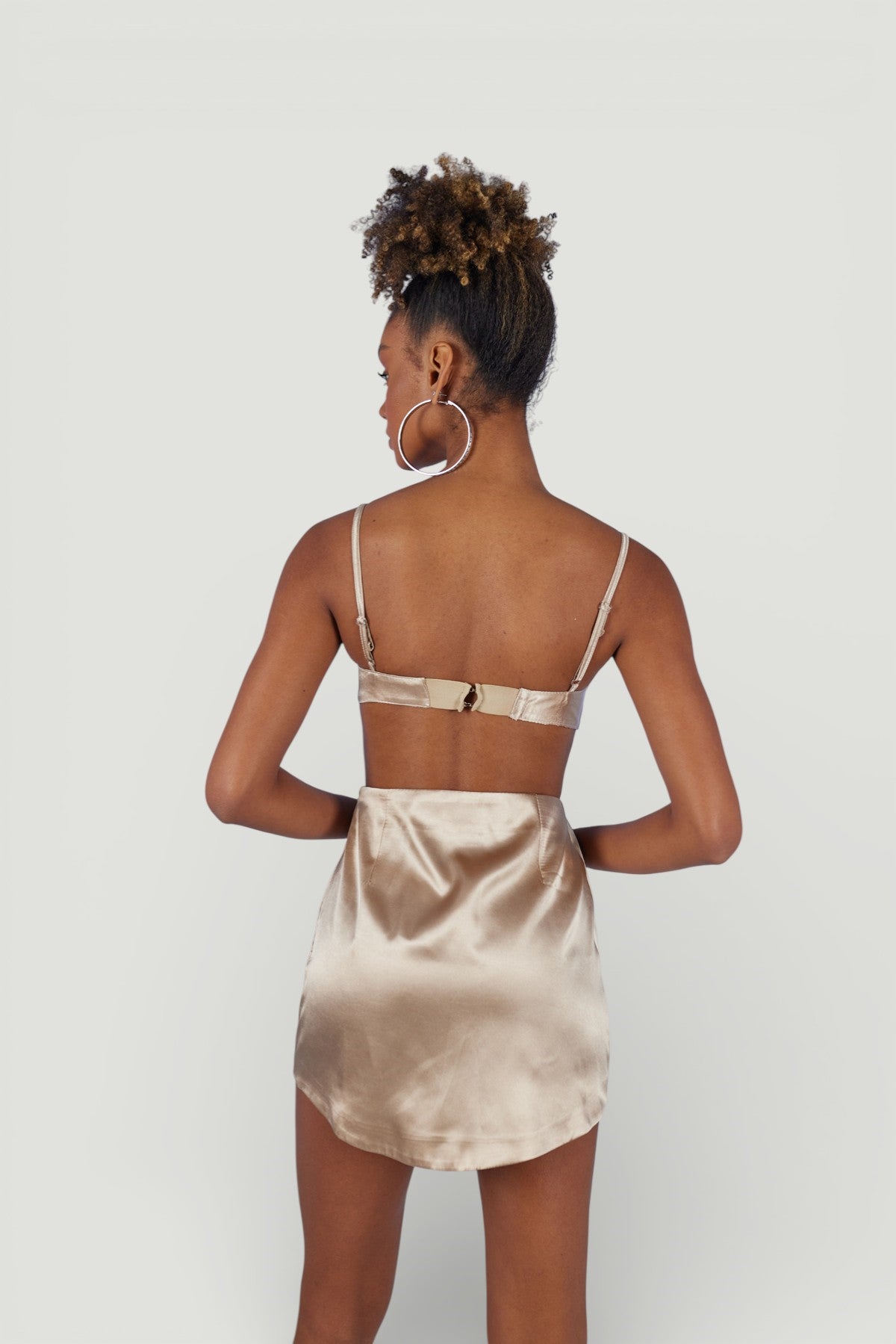 Askılı Crop Saten Fancy Büstiyer Bej