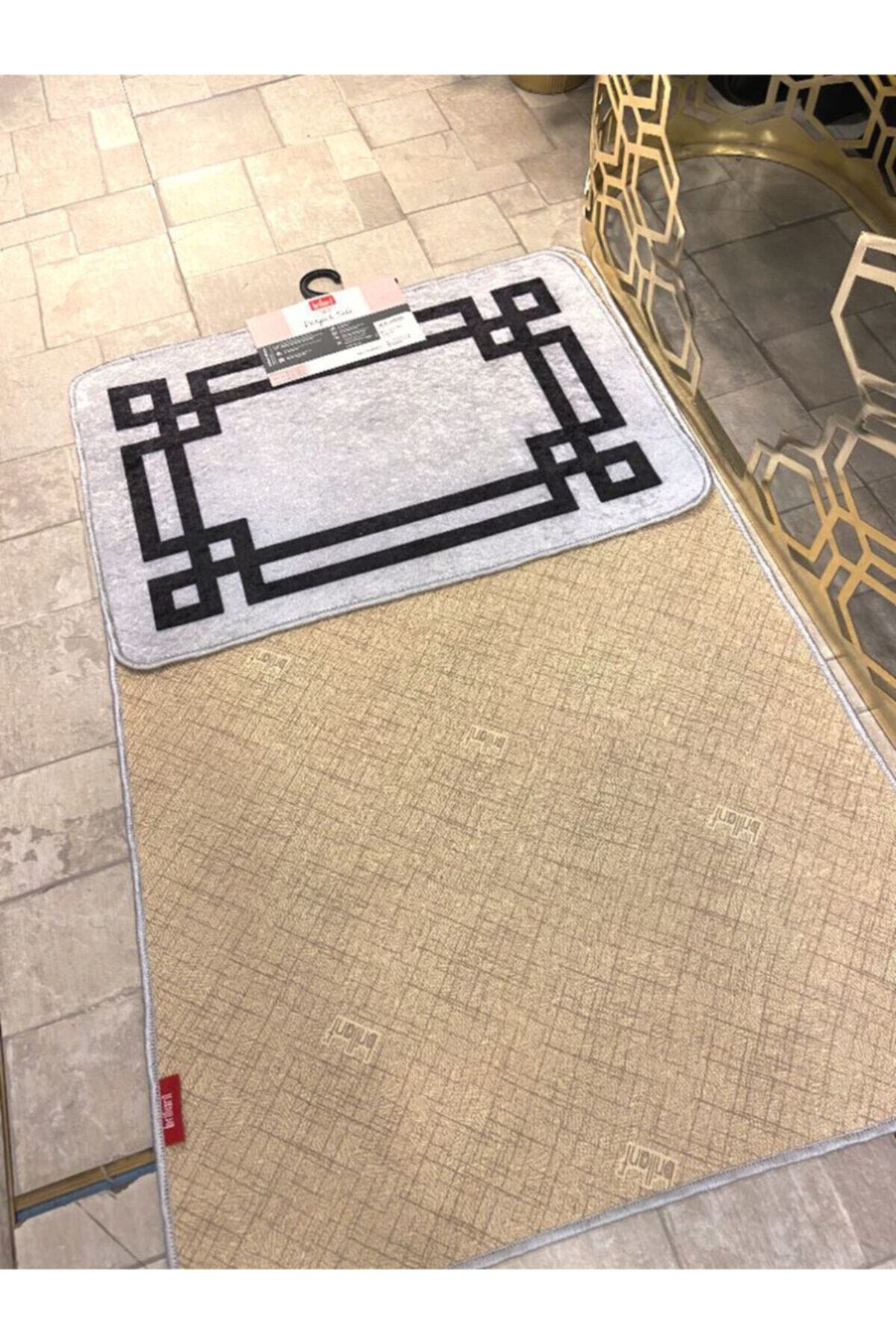 Lateks Taban (60X100 - 60X50) İkili Banyo Paspas Takımı - VİZON KAHVE