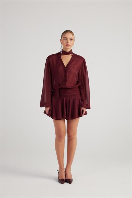 Vanesa Elbise Bordo Bordo L