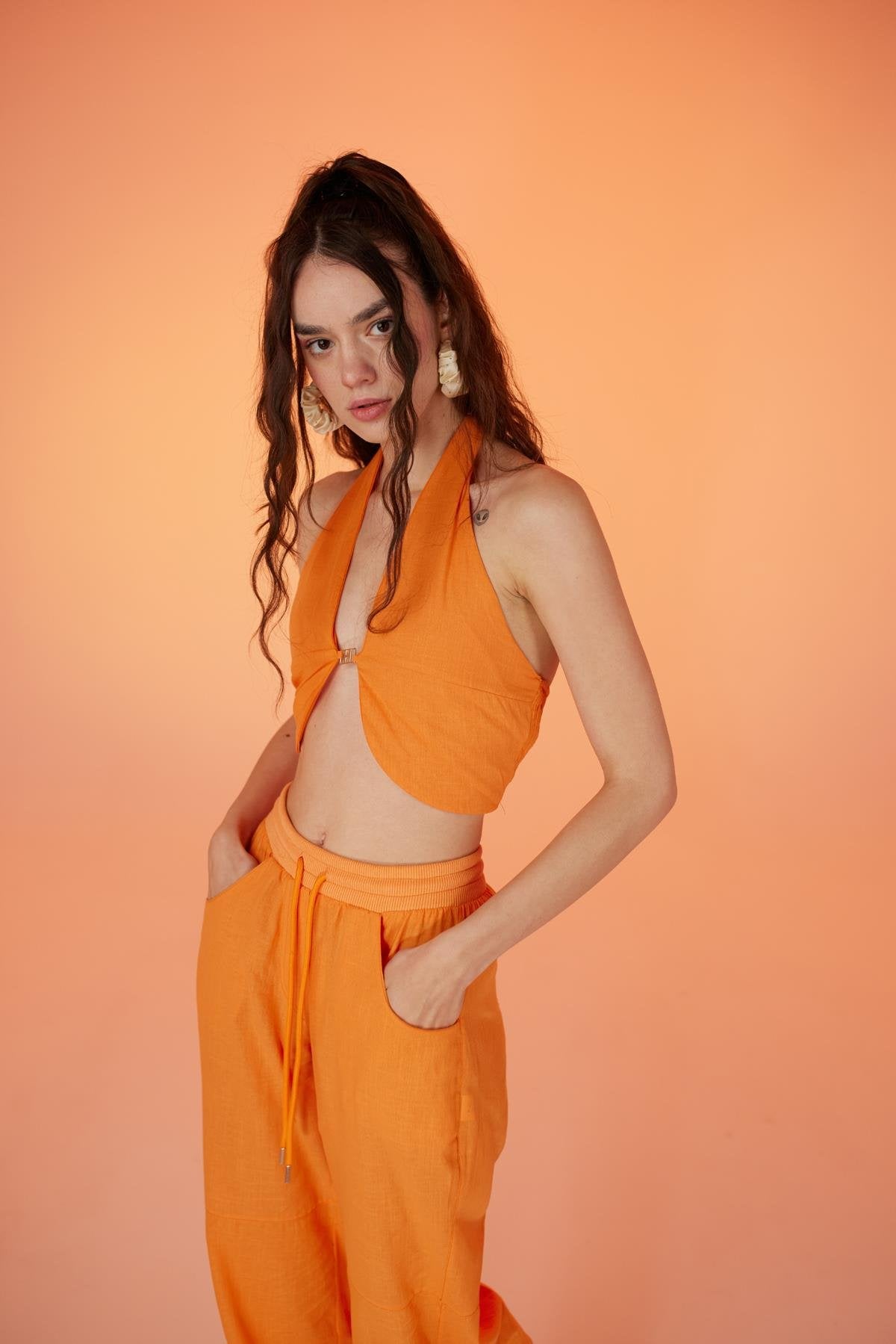 Rise Aksesuarlı Bluz Turuncu