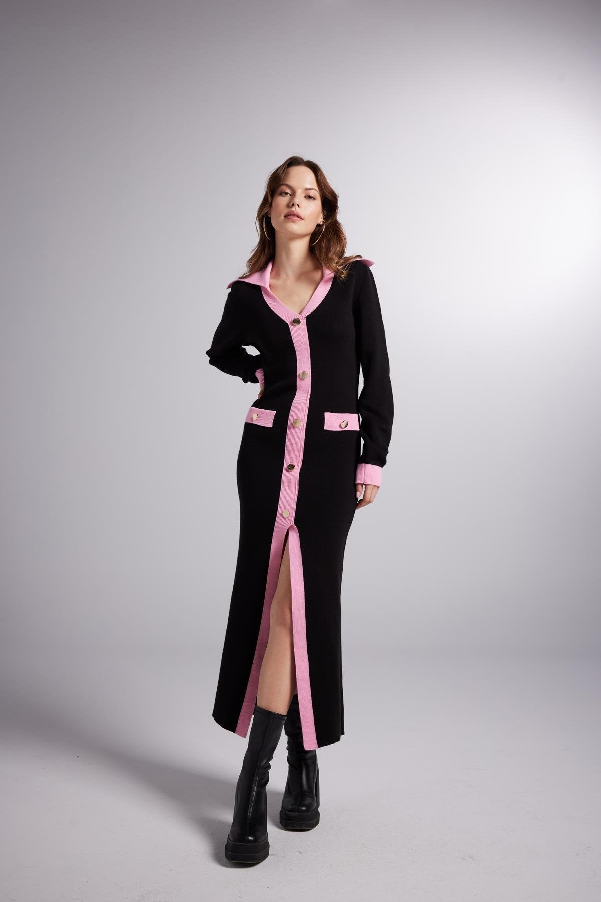 Elias Triko Elbise Siyah Siyah STD