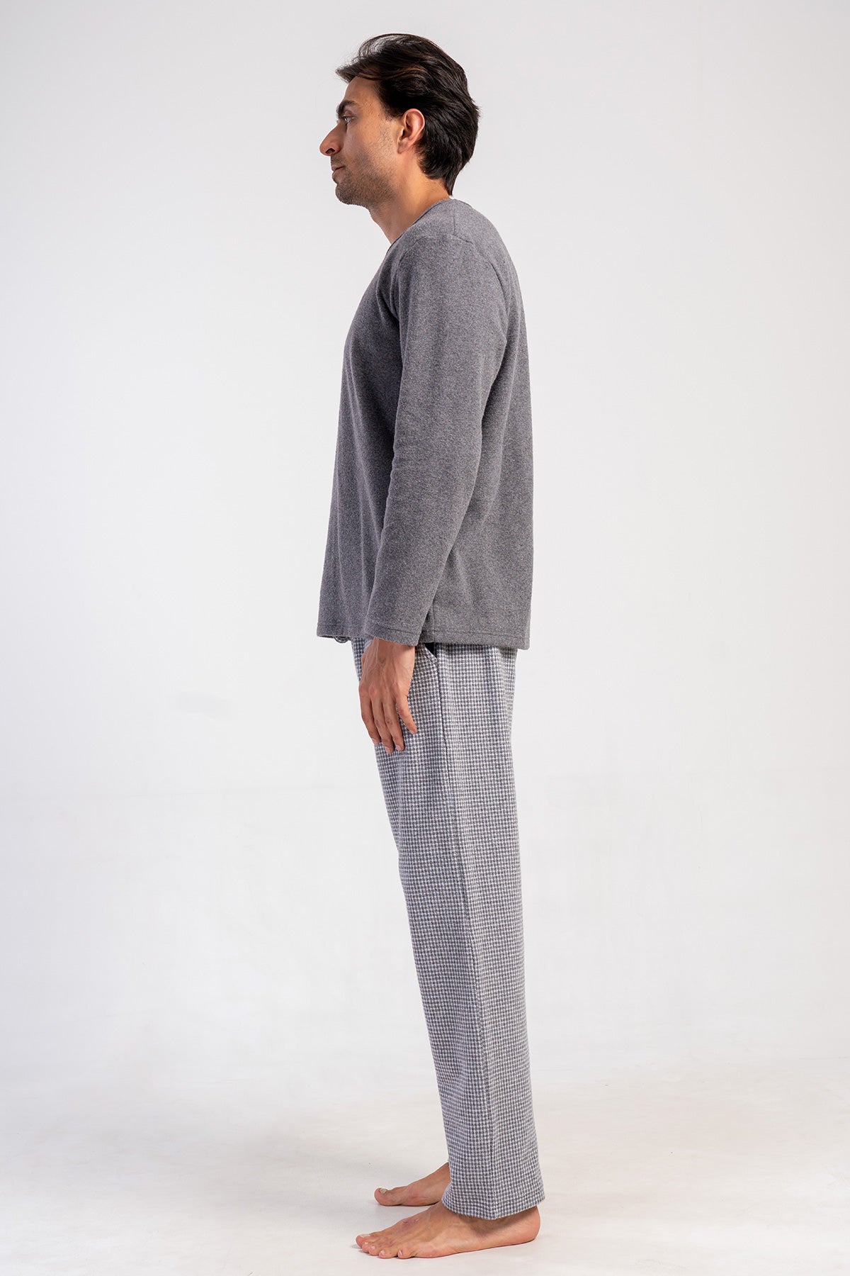 CEPLI ERKEK JAKARLI INTERLOK O YAKA UZUN KOL PIJAMA TAKIM