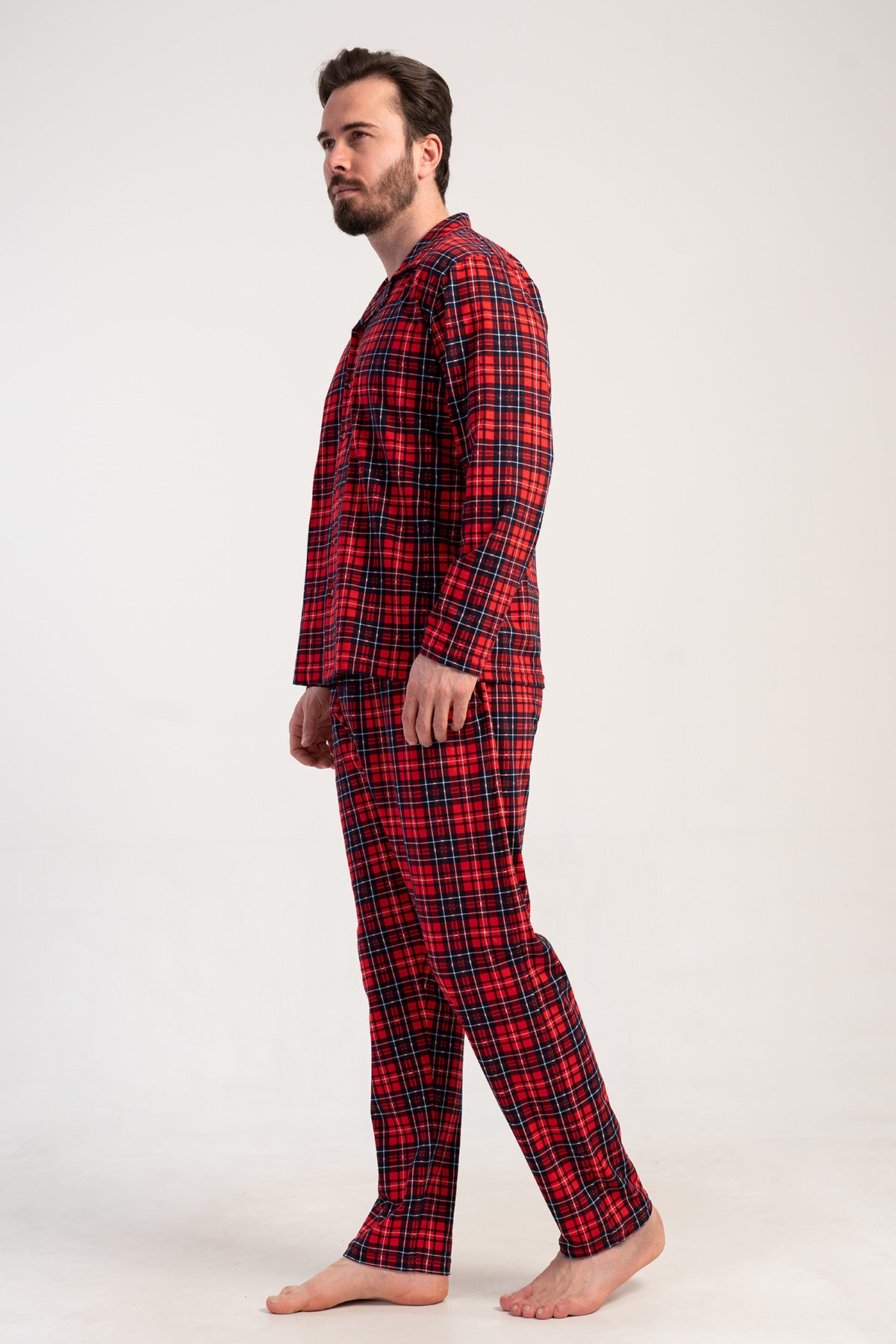 CEPLI ERKEK P.SUPREM GOMLEK YAKA TAMAMI DUGMELI UZUN KOL PIJAMA TAKIM