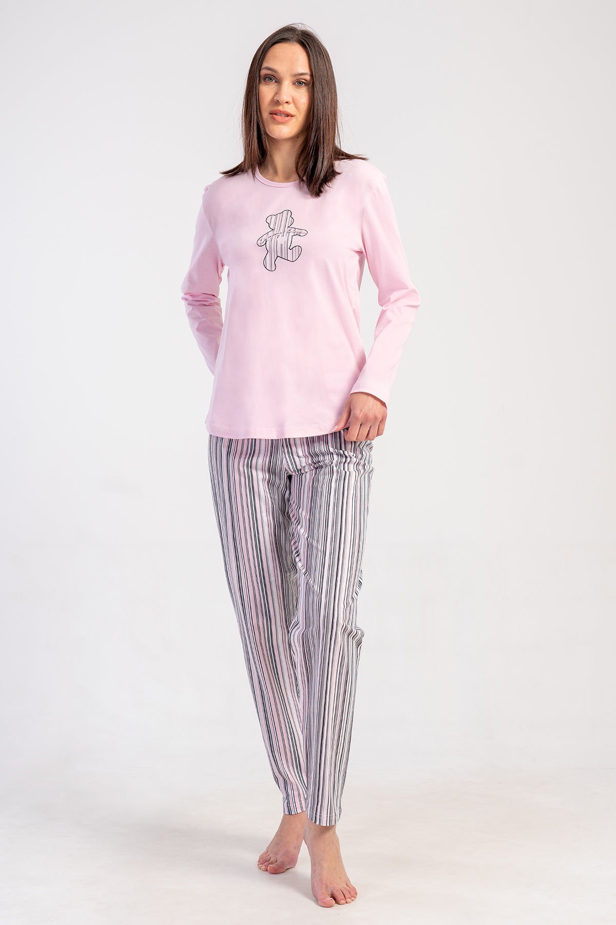 KADIN P.SUPREM O YAKA UZUN KOL ETEGI OVAL PIJAMA TAKIM