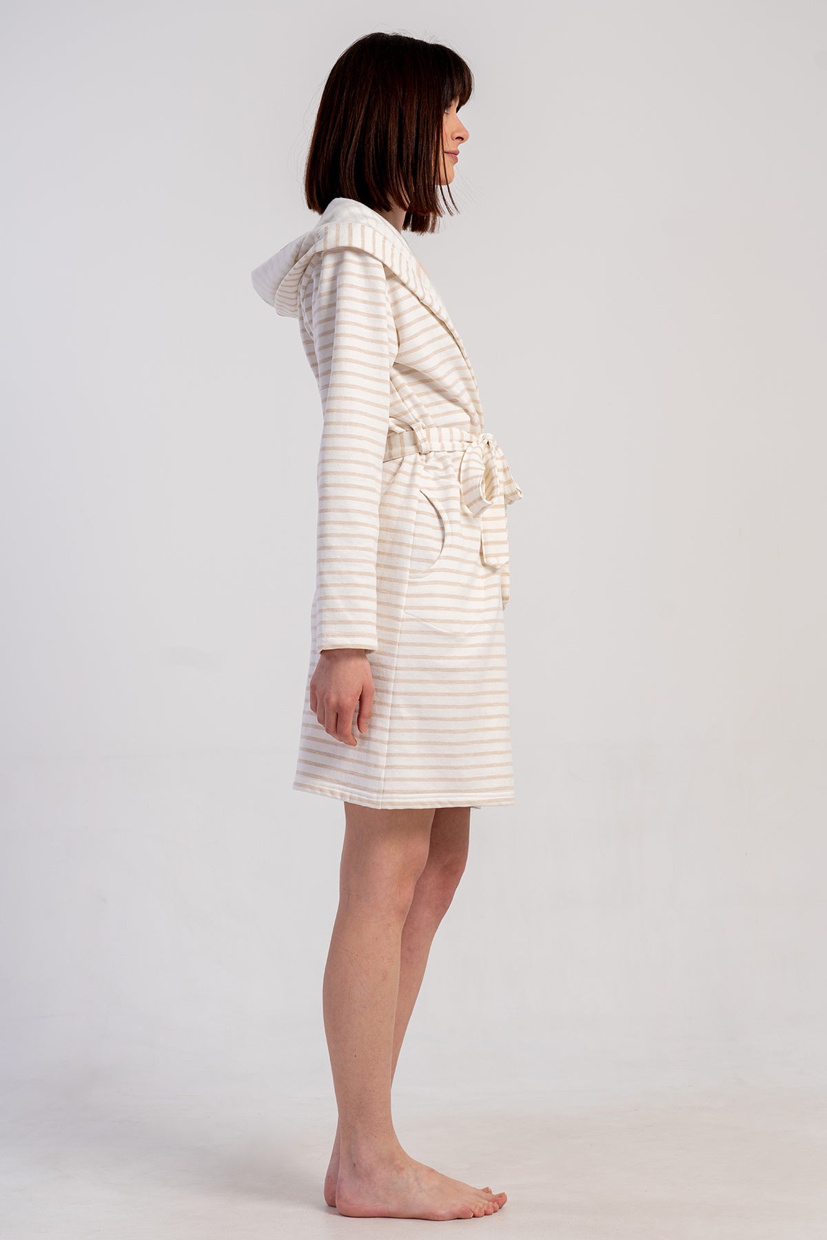 KADIN 2IPLIK KAPSONLU UZUN KOL KISA CEPLI SABAHLIK