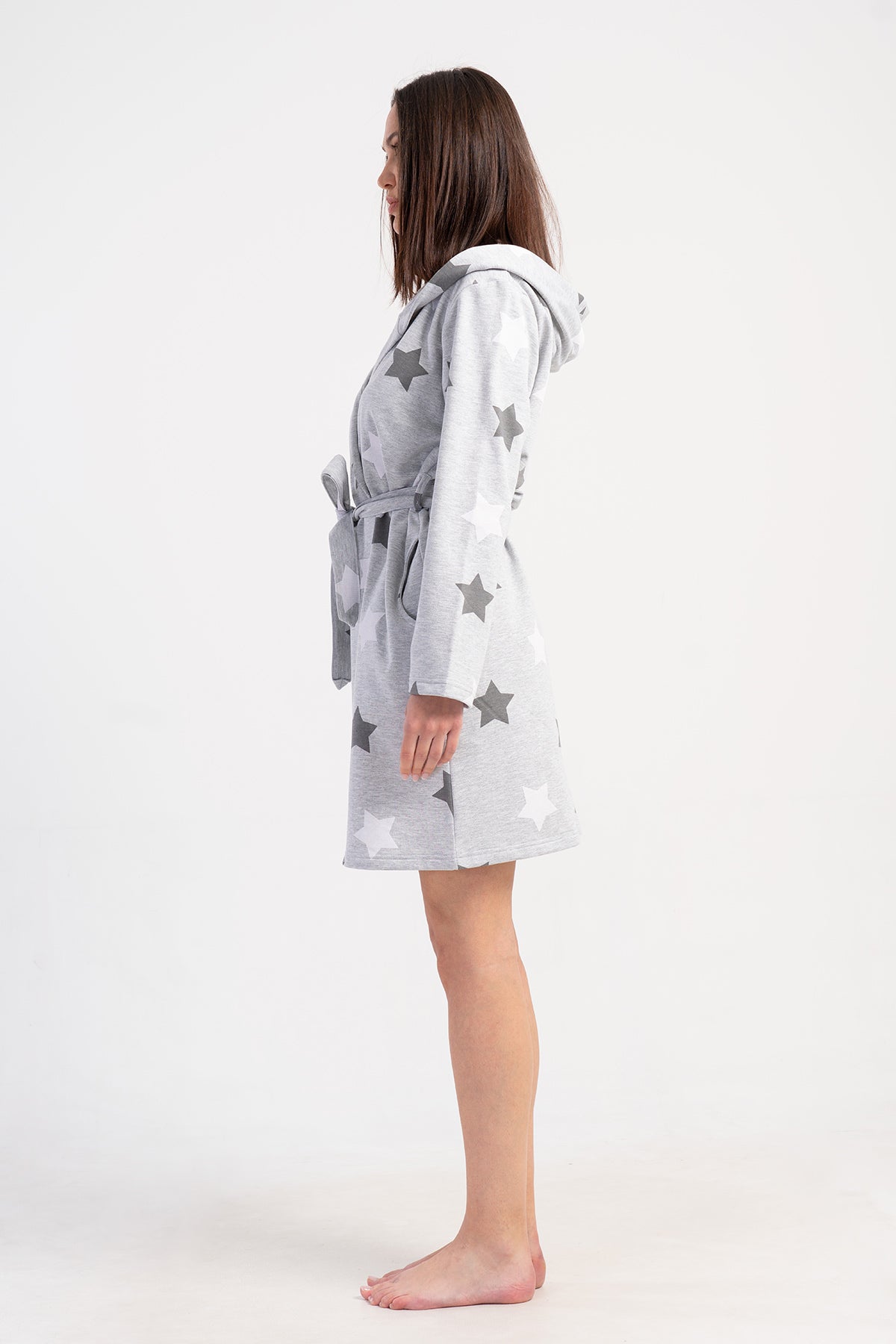 KADIN 2IPLIK KAPSONLU UZUN KOL KISA CEPLI SABAHLIK