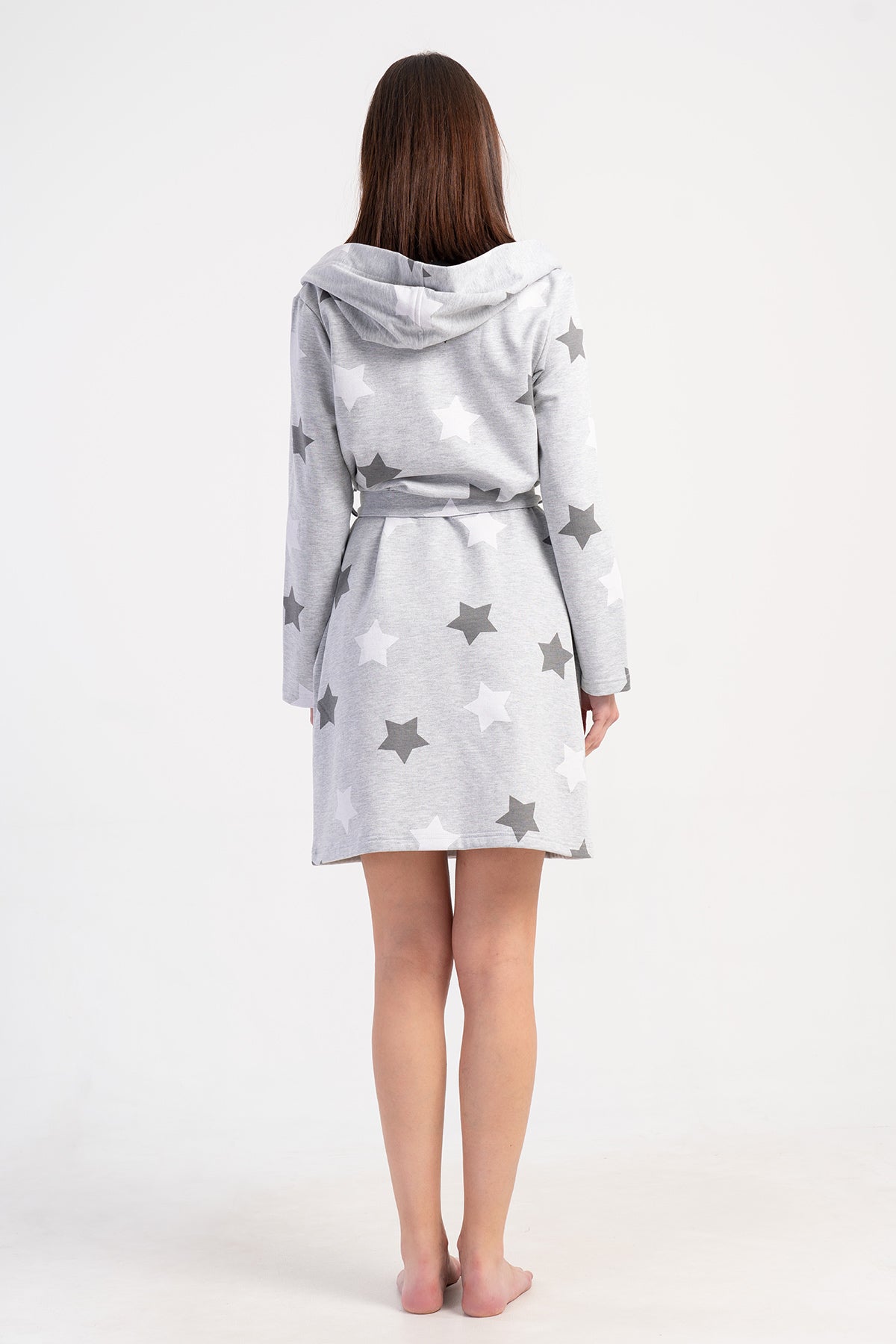 KADIN 2IPLIK KAPSONLU UZUN KOL KISA CEPLI SABAHLIK