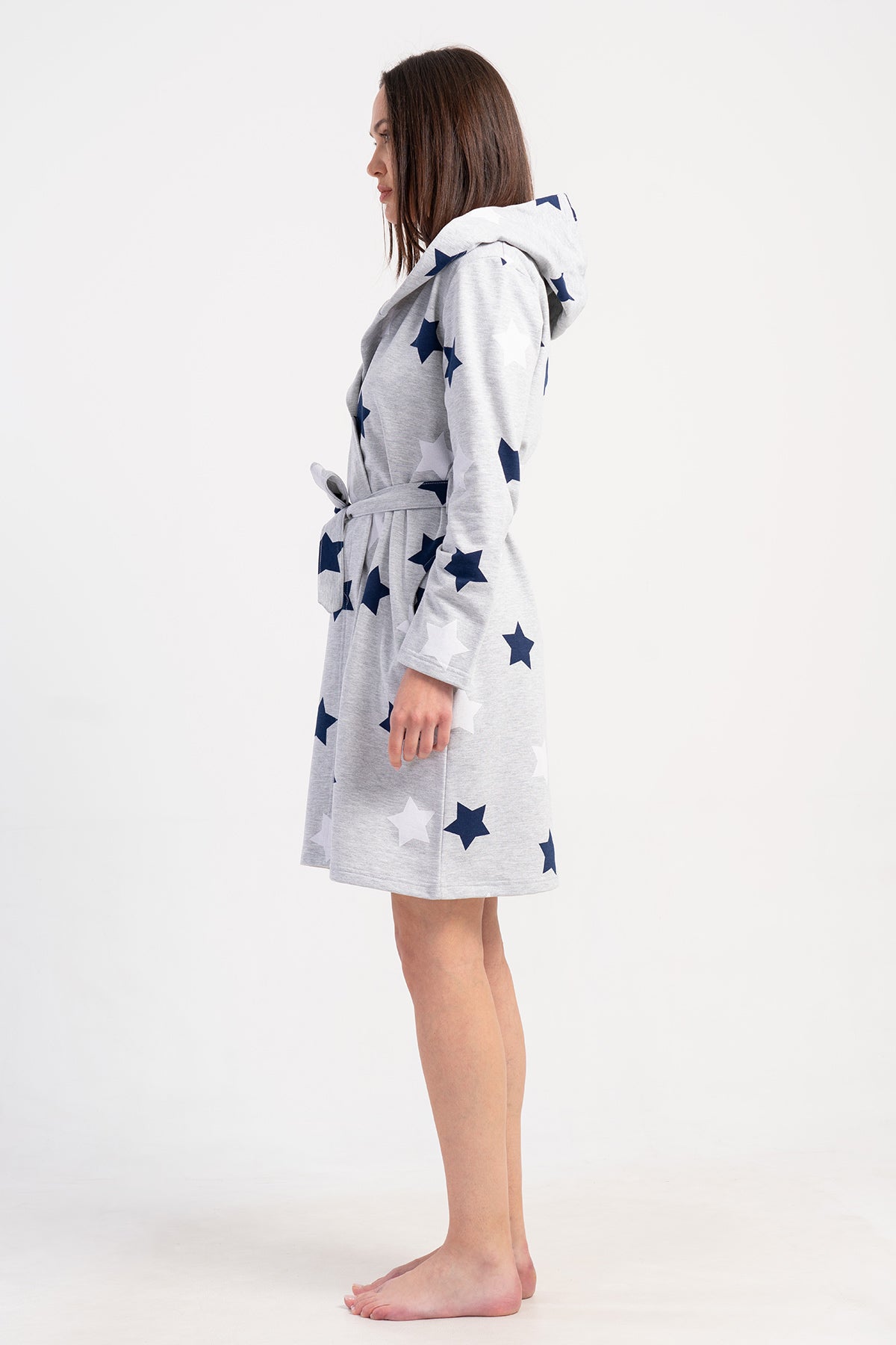 KADIN 2IPLIK KAPSONLU UZUN KOL KISA CEPLI SABAHLIK