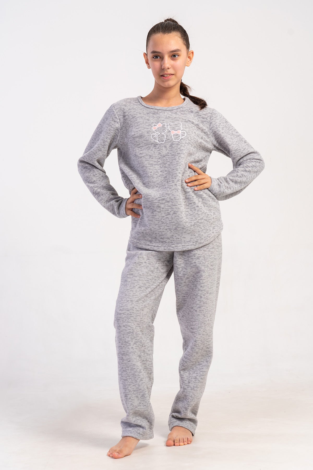 Kids' Girl Fleece Melange Pyjama Set