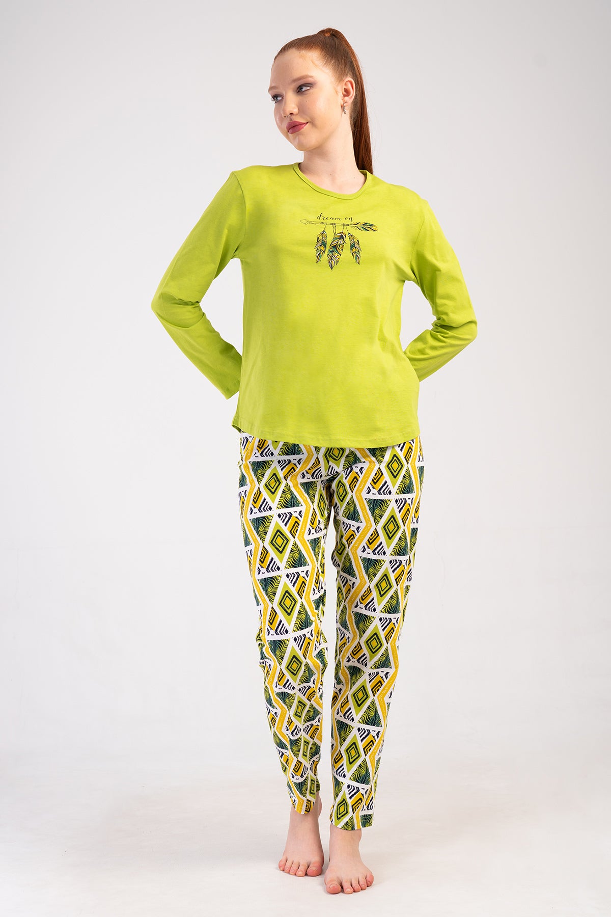 KADIN P.SUPREM XXL O YAKA UZUN KOL ETEGI OVAL PIJAMA TAKIM