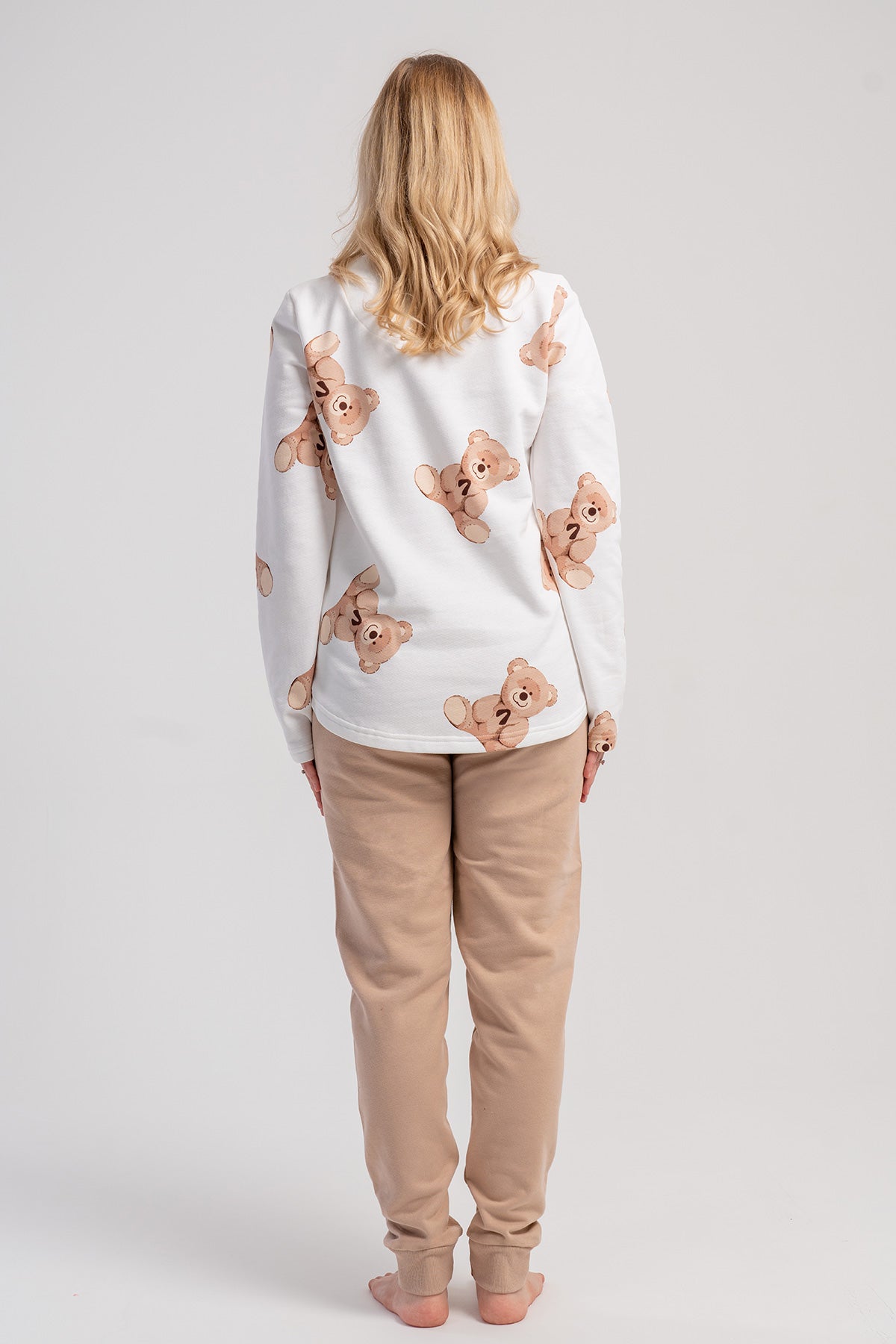 KADIN 2IPLIK O YAKA UZUN KOL ETEGI OVAL MANSETLI PIJAMA TAKIM